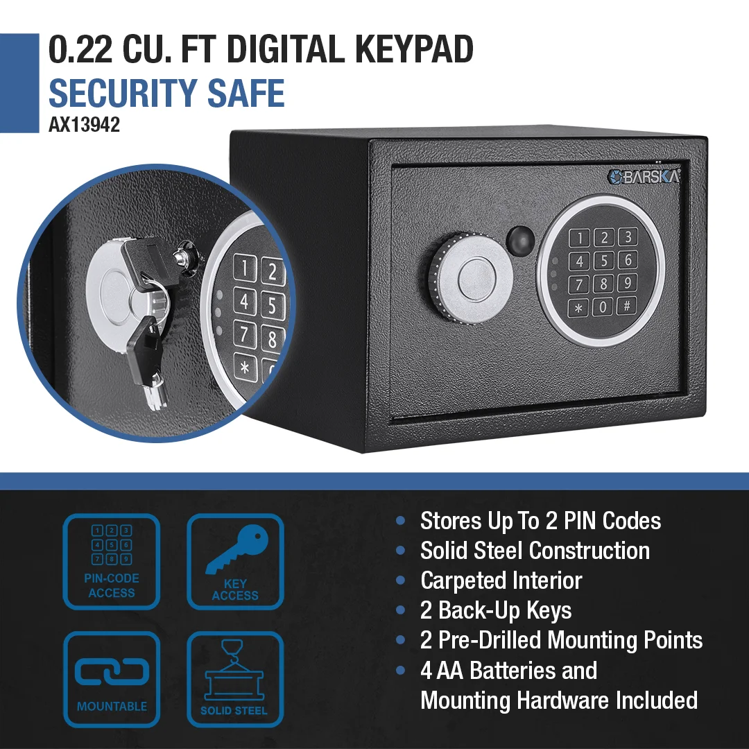 0.22 Cu. ft Digital Keypad Security Safe | AX13942 - Image 9
