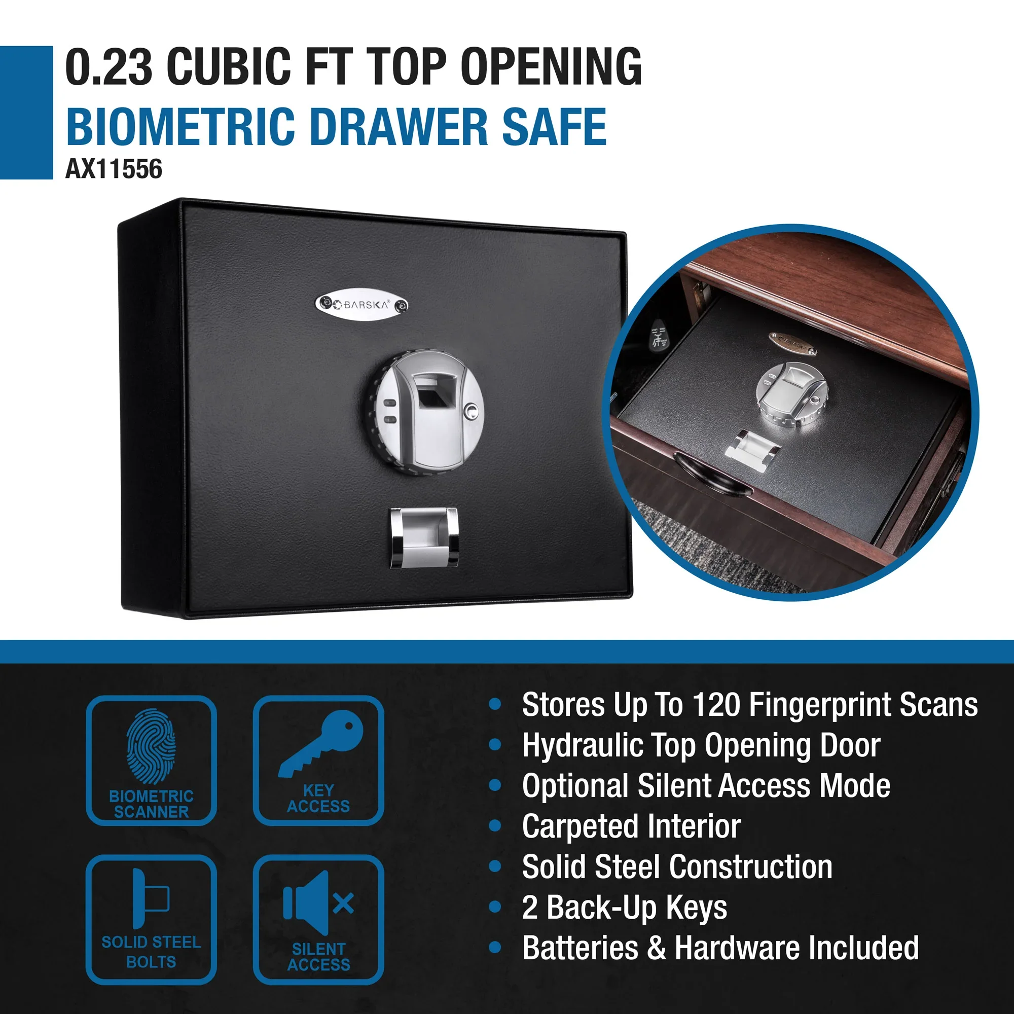 0.23 Cu. ft Top Opening Biometric Security Safe | AX11556 - Image 10