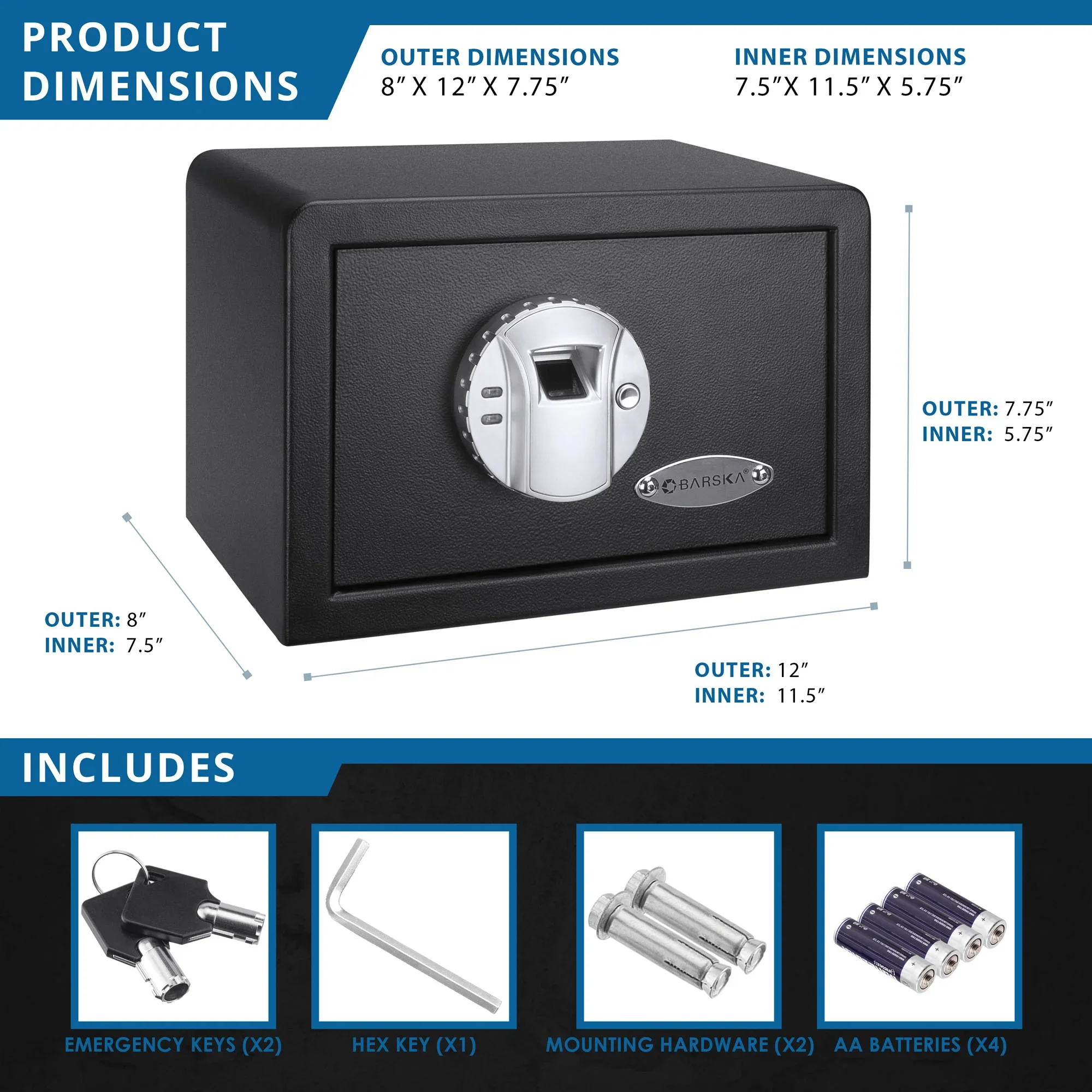 0.29 Cu. ft Biometric Security Safe | AX11620 - Image 8