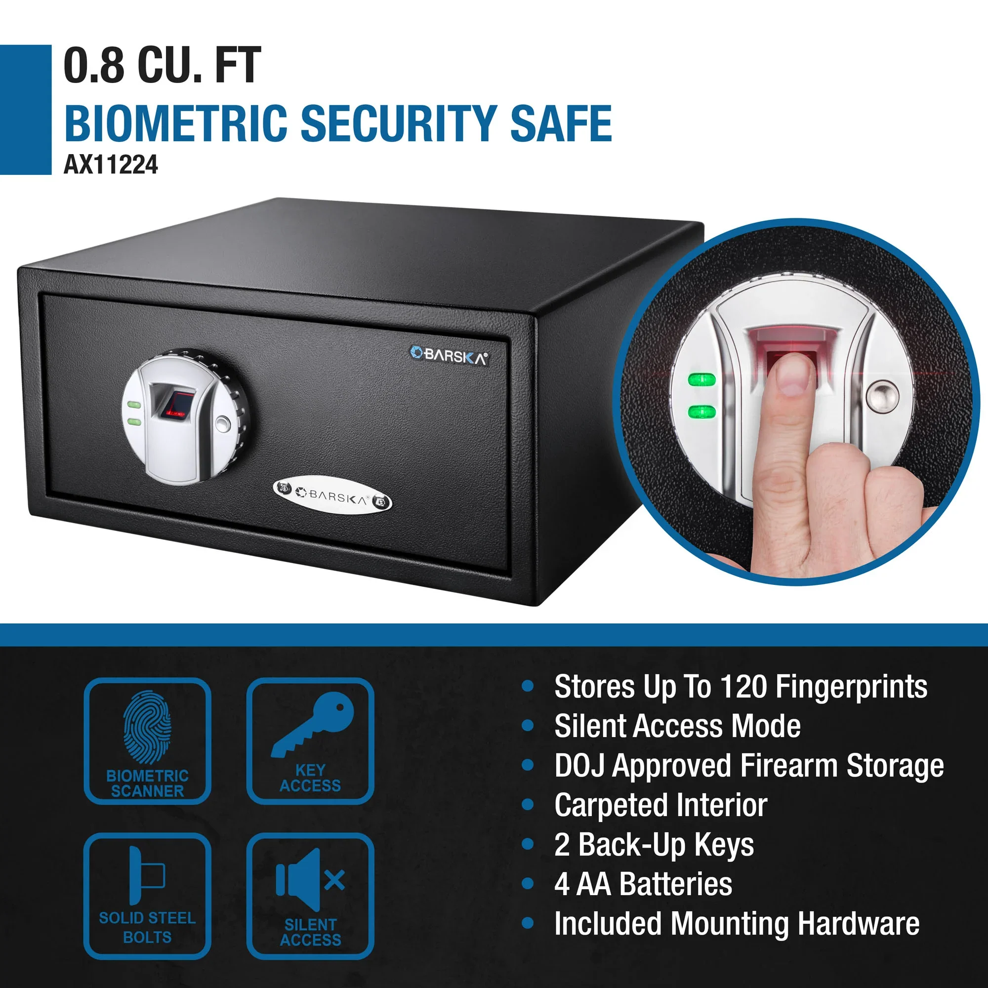 0.79 Cu. ft Biometric Security Safe | AX11224 - Image 10