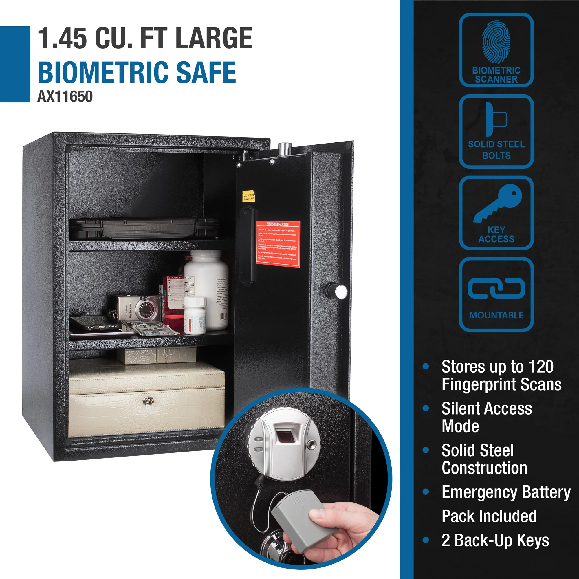 1.45 Cu. ft Biometric Security Safe | AX11650 - Image 11