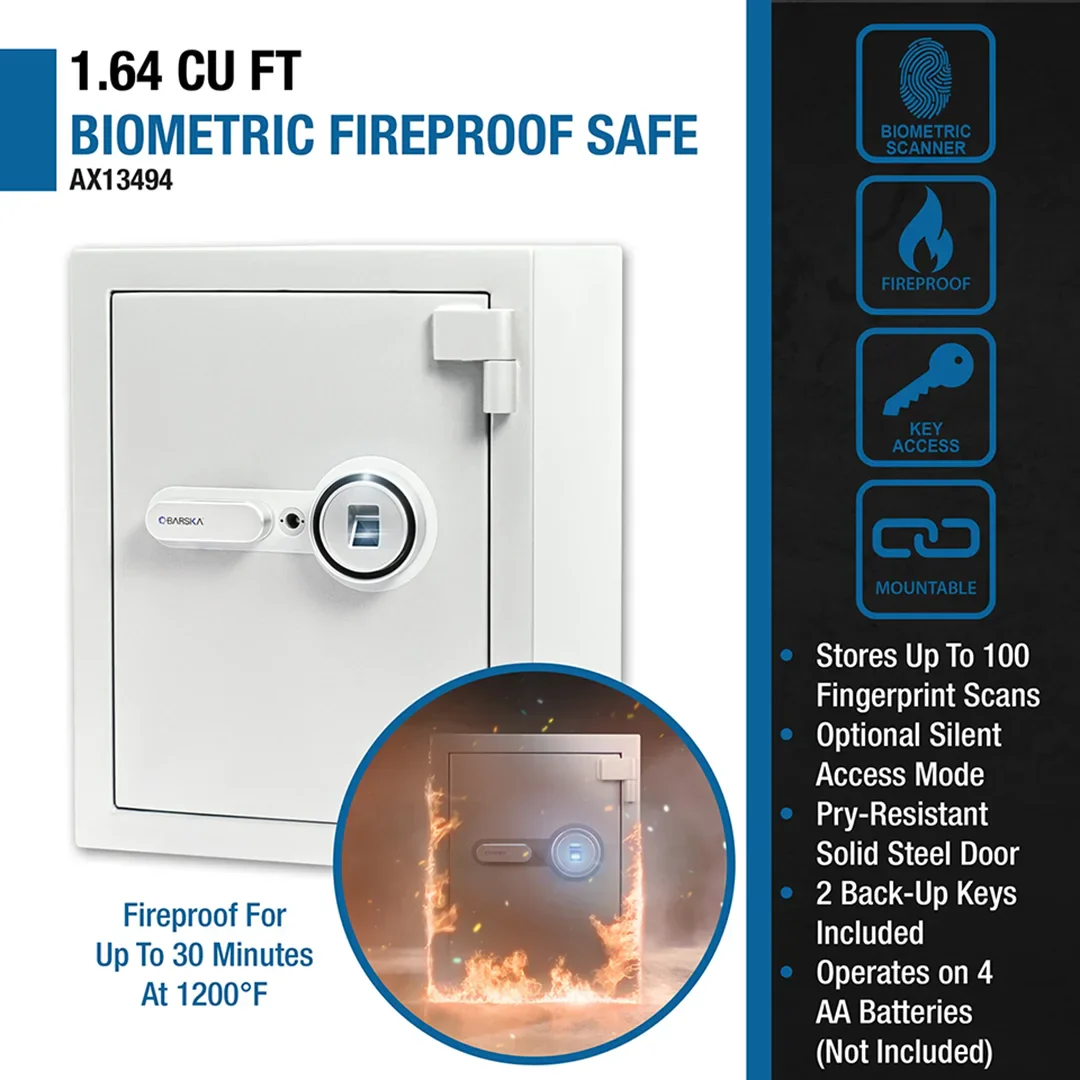 1.64 Cu. ft Biometric Fireproof Security Safe, Grey | AX13494 - Image 11