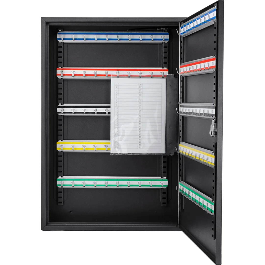 100 Capacity Adjustable Key Cabinet with Key Lock, Black | CB12964 - Image 5