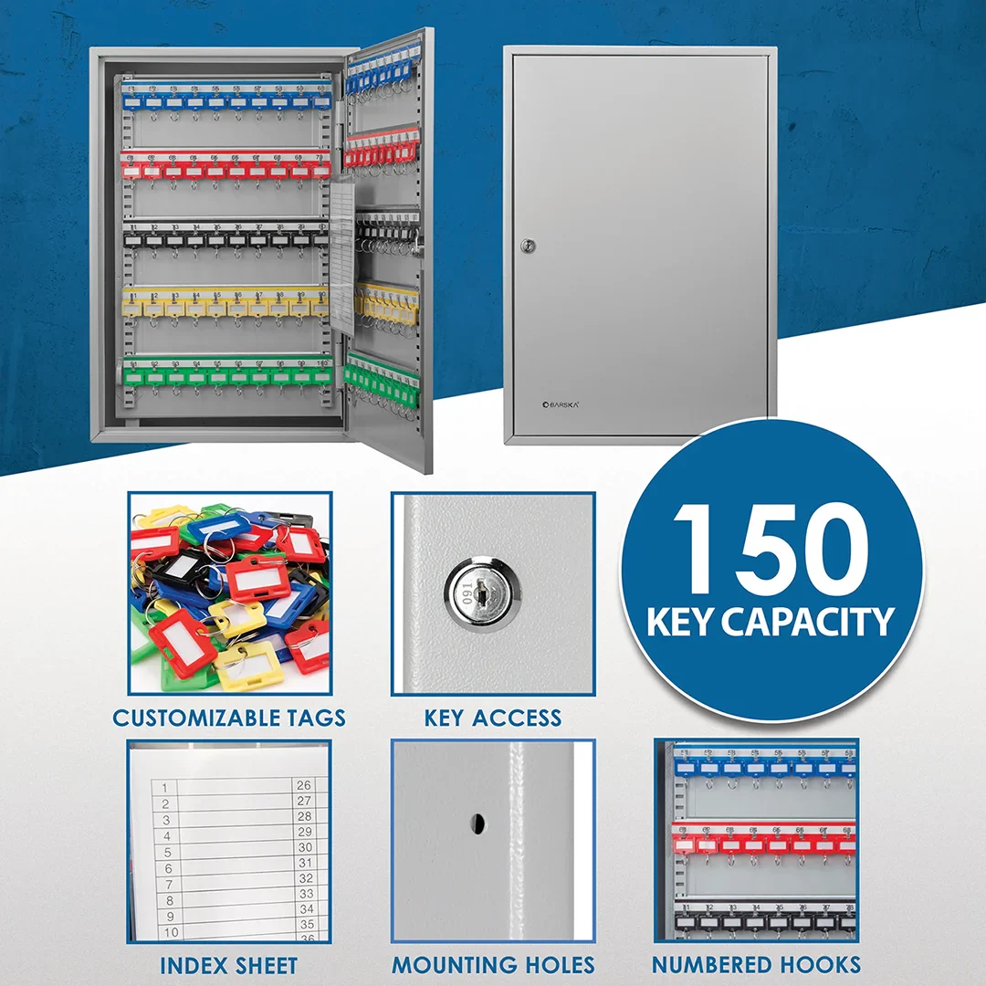 150 Capacity Adjustable Key Cabinet with Key Lock | CB13236 - Image 11