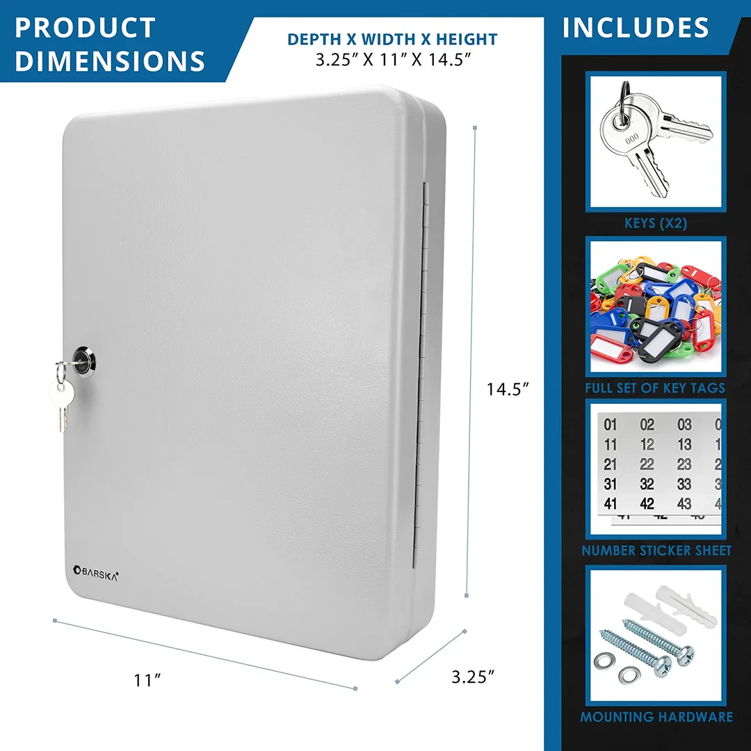 160 Capacity Fixed Position Key Cabinet with Key Lock, Grey | CB12488 - Image 11