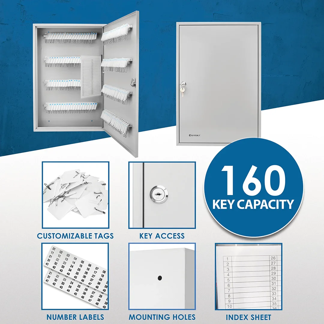 160 Capacity Fixed Position Key Cabinet with Key Lock, White Tags | CB12492 - Image 10