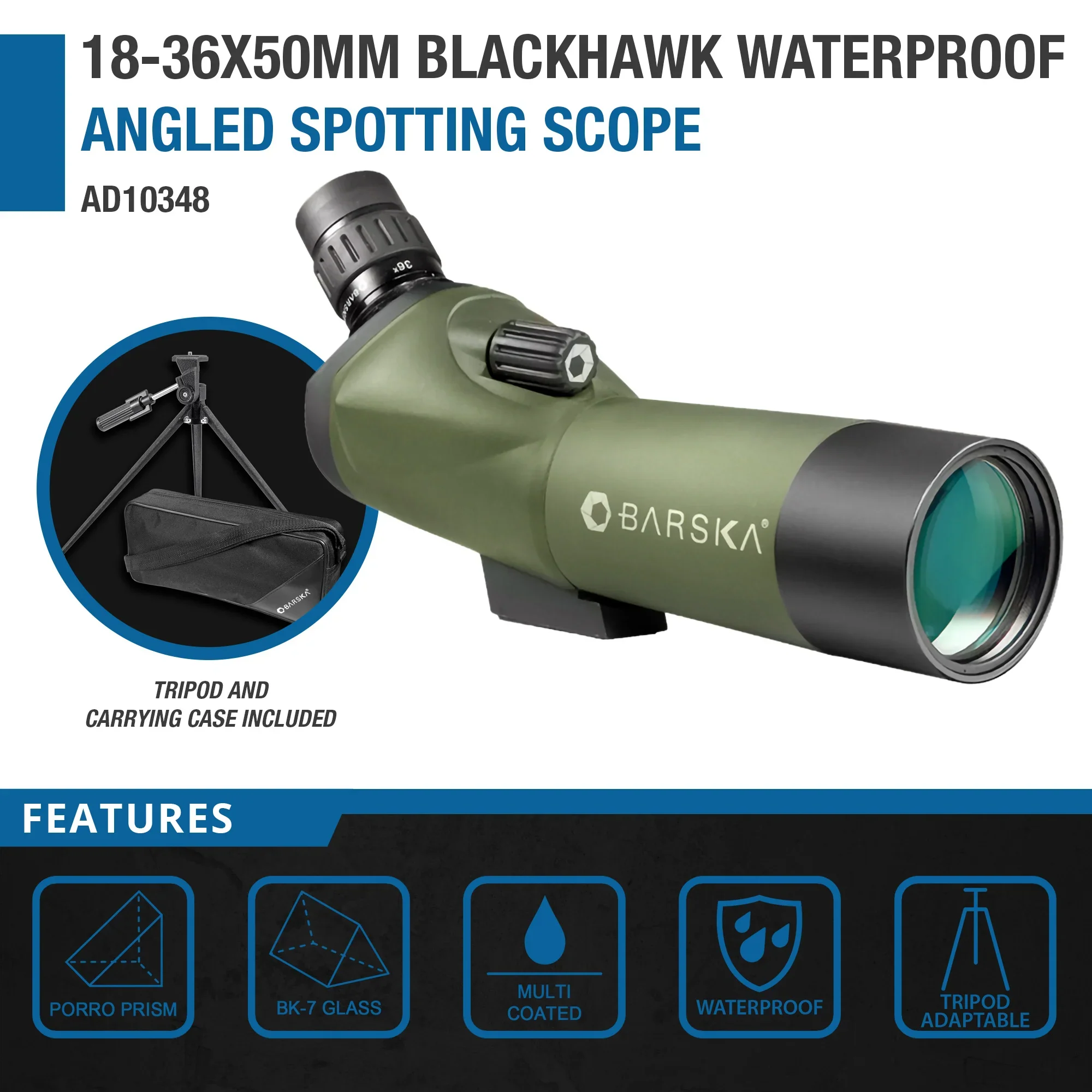 18-36x50mm Blackhawk Waterproof Angled Spotting Scope | AD10348 - Image 4