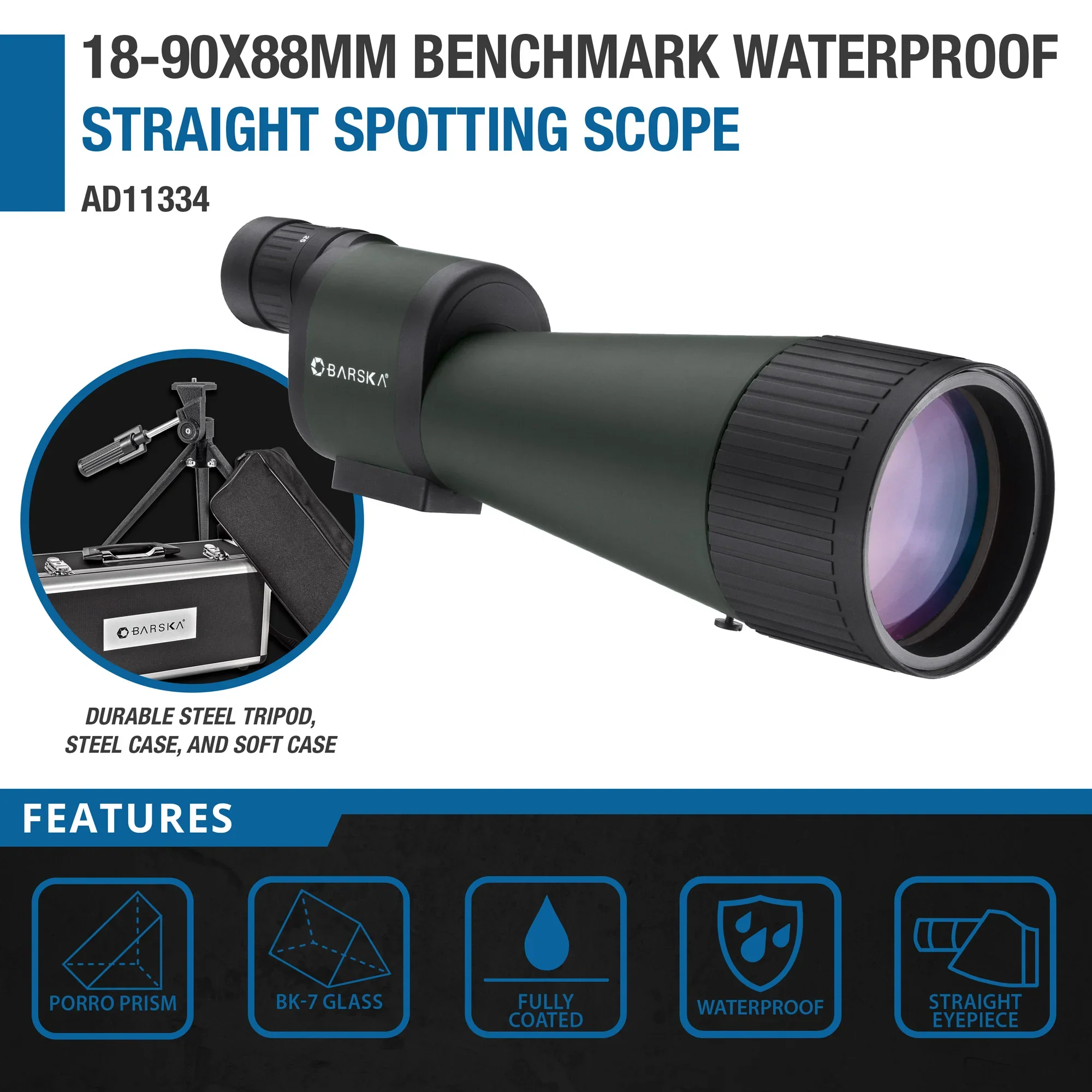 18-90x88mm Benchmark Waterproof Straight Spotting Scope | AD11334 - Image 8