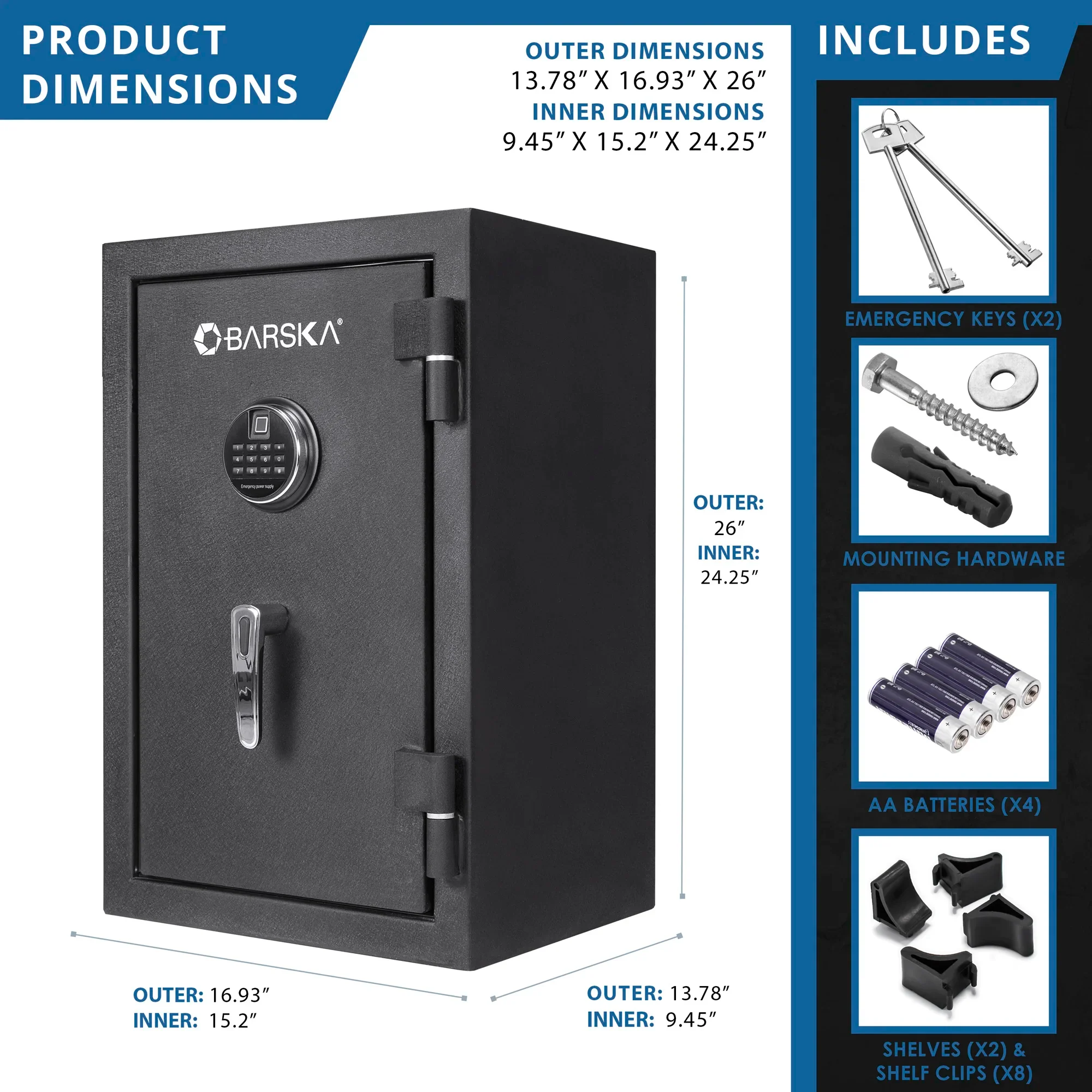 2.02 Cu. ft Biometric Keypad Fire Resistant Safe | AX13744 - Image 12