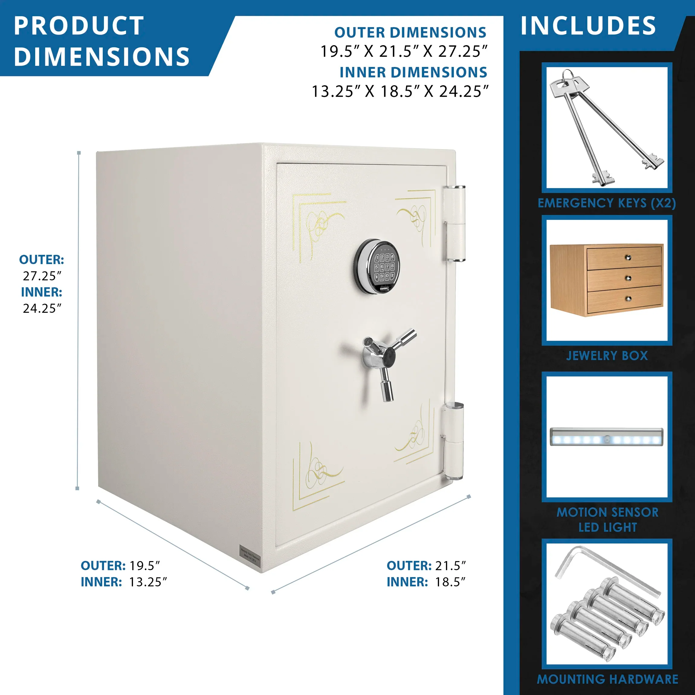 2.75 Cu. ft Keypad Fireproof Jewelry Safe | AX13614 - Image 8