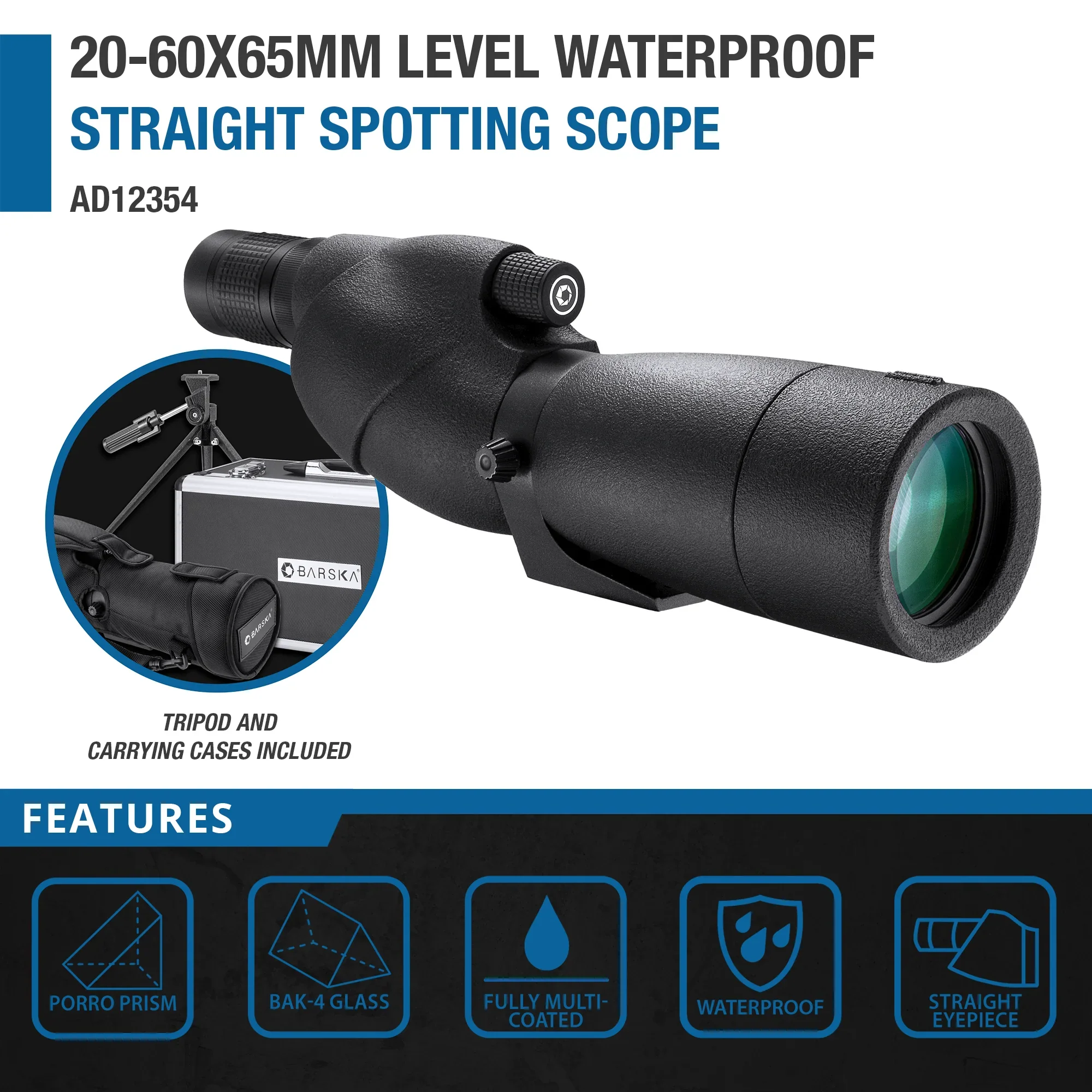 20-60x65mm Level Waterproof Straight Spotting Scope | AD12354 - Image 9