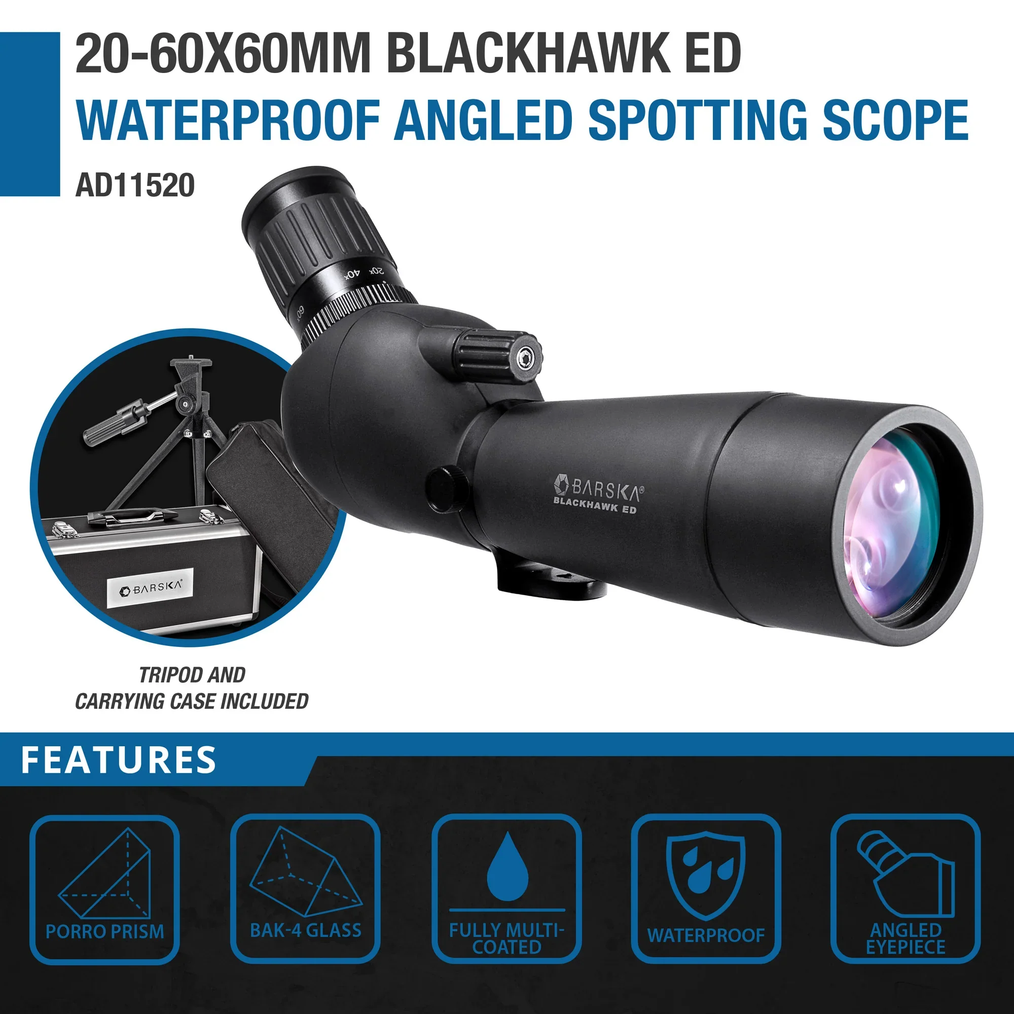20-60x60mm Blackhawk ED Waterproof Angled Spotting Scope | AD11520 - Image 5