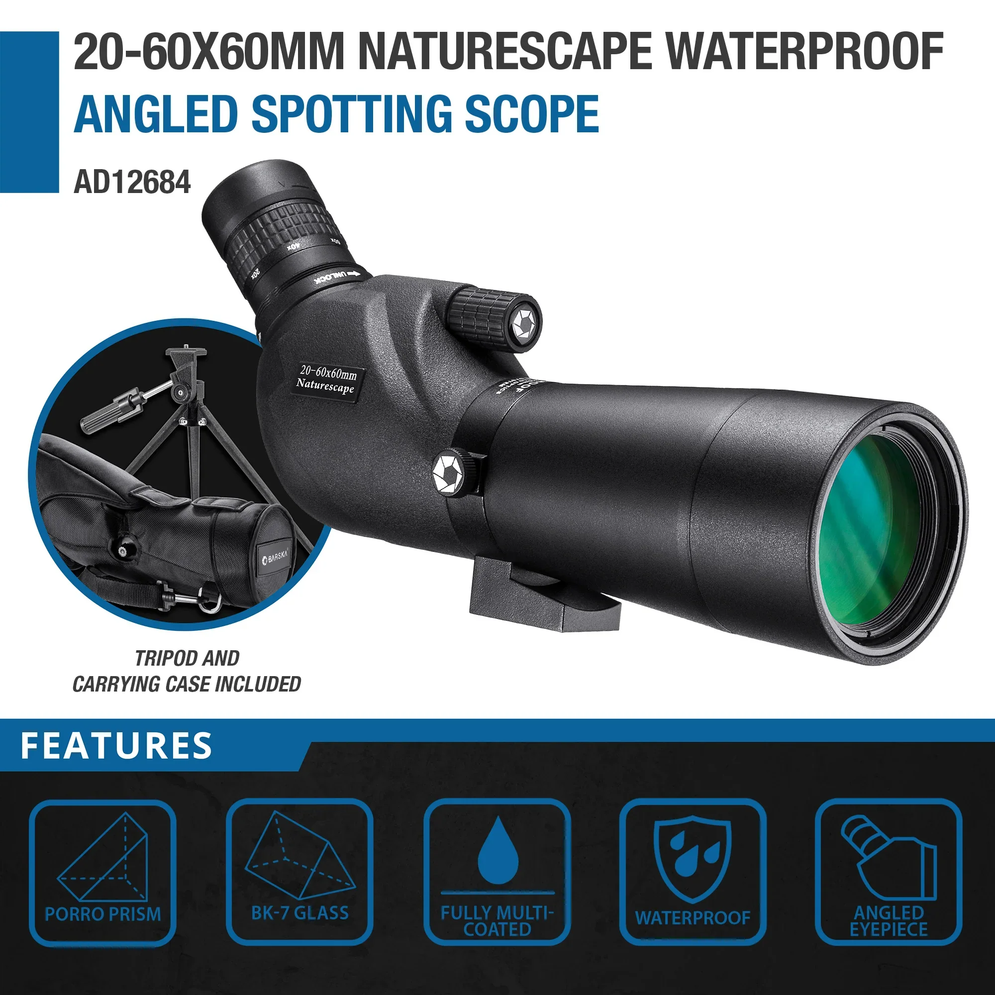 20-60x60mm Naturescape Waterproof Angled Spotting Scope | AD12684 - Image 10