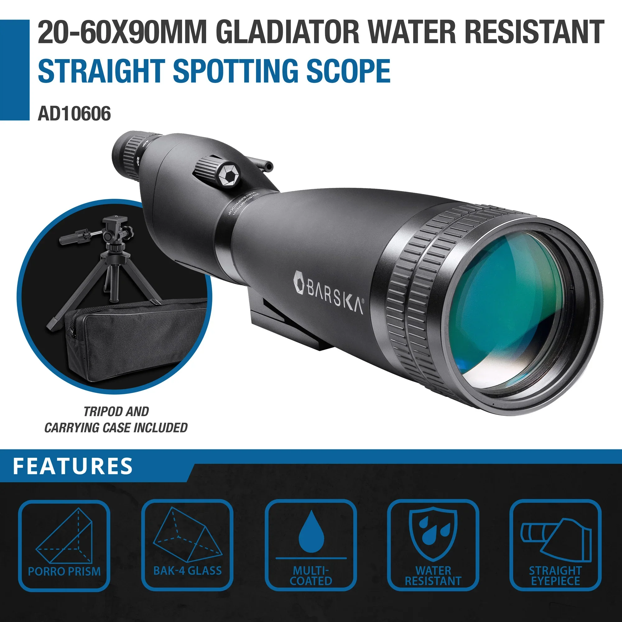 20-60x90mm Gladiator Water Resistant Straight Spotting Scope | AD10606 - Image 4