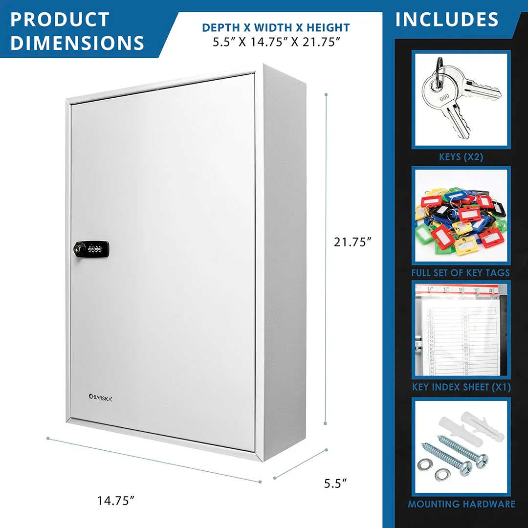 200 Capacity Adjustable Key Cabinet with Combination & Key Lock, Grey | CB13564 - Image 9