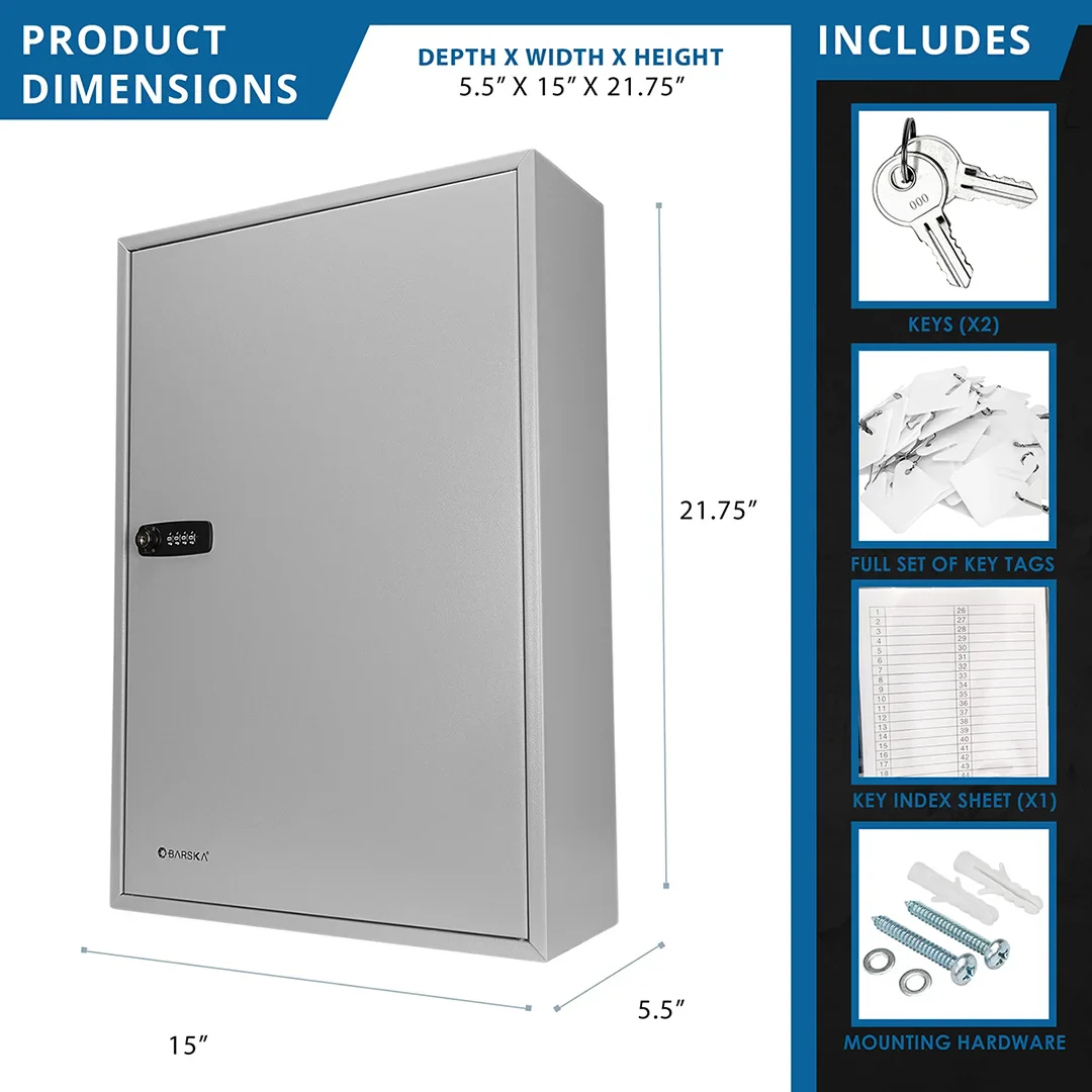 240 Capacity Fixed Position Key Cabinet with Combination & Key Lock, White Tags | CB13600 - Image 8
