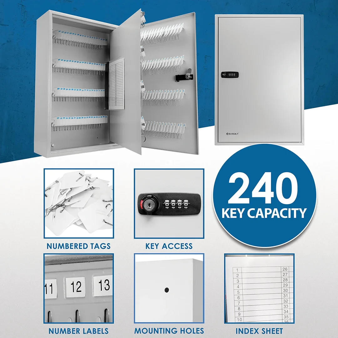 240 Capacity Fixed Position Key Cabinet with Combination & Key Lock, White Tags | CB13600 - Image 9