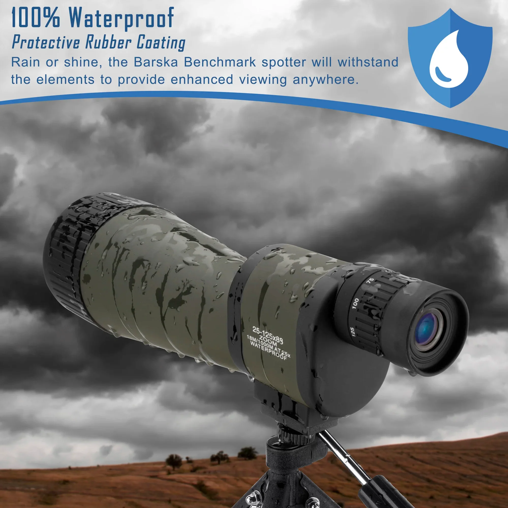 25-125x88mm Benchmark Waterproof Straight Spotting Scope | AD11182 - Image 14