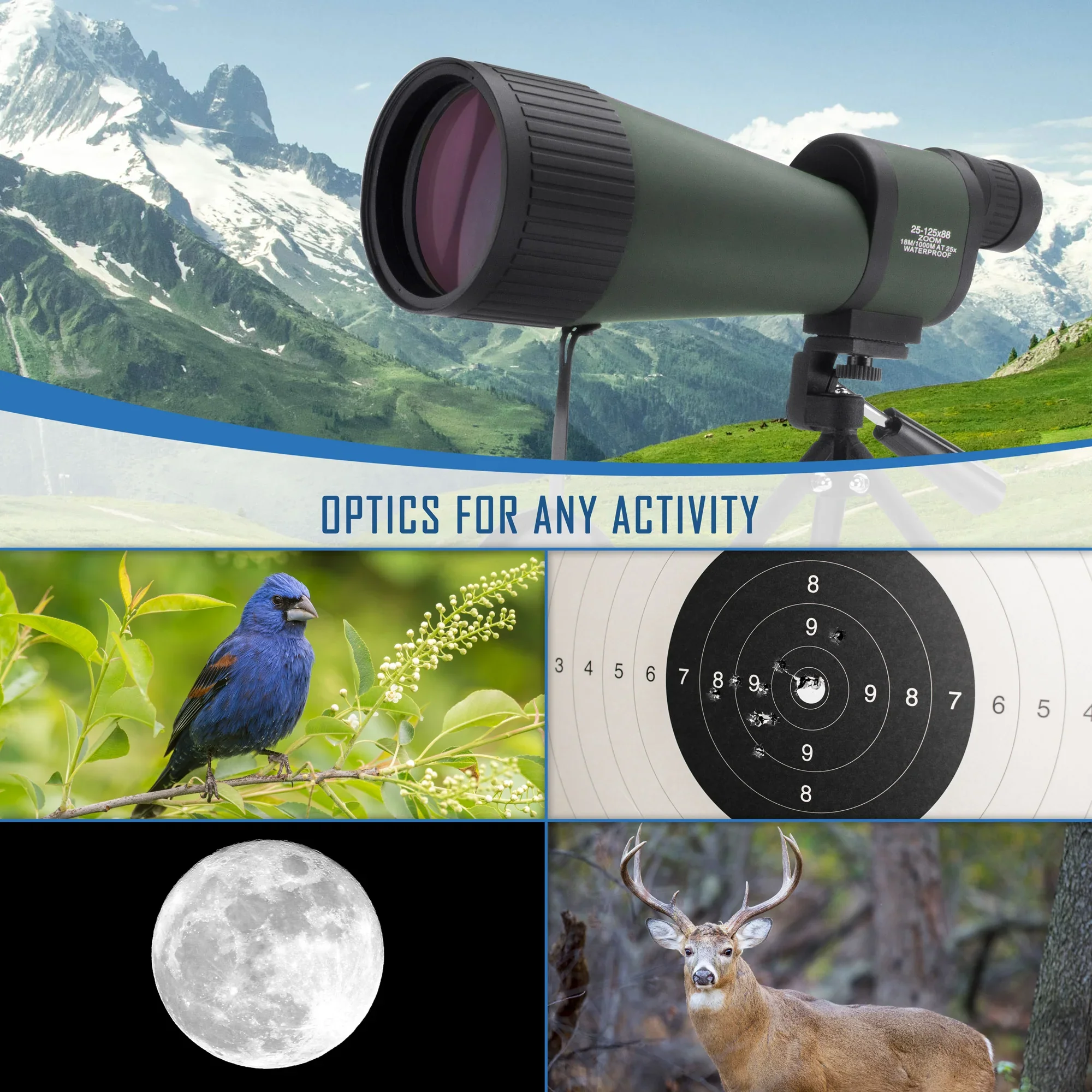 25-125x88mm Benchmark Waterproof Straight Spotting Scope | AD11182 - Image 15