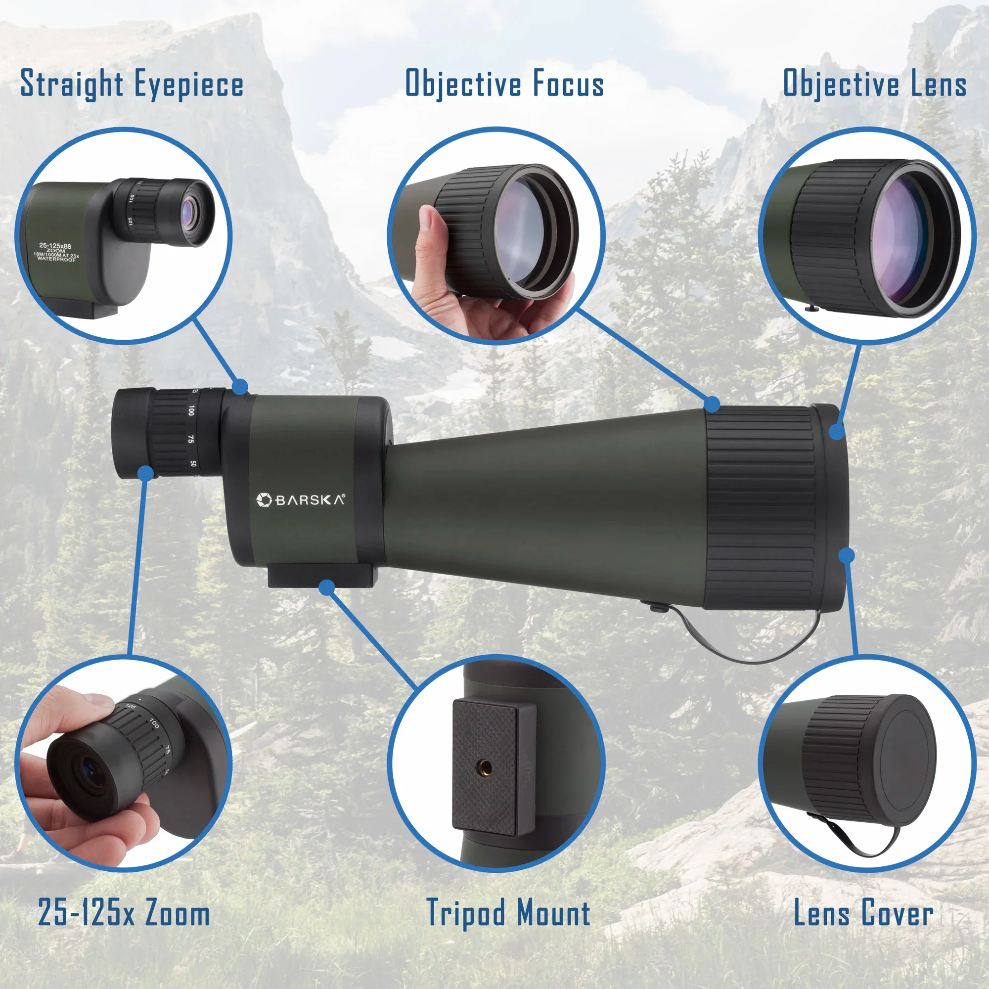 25-125x88mm Benchmark Waterproof Straight Spotting Scope | AD11182 - Image 9