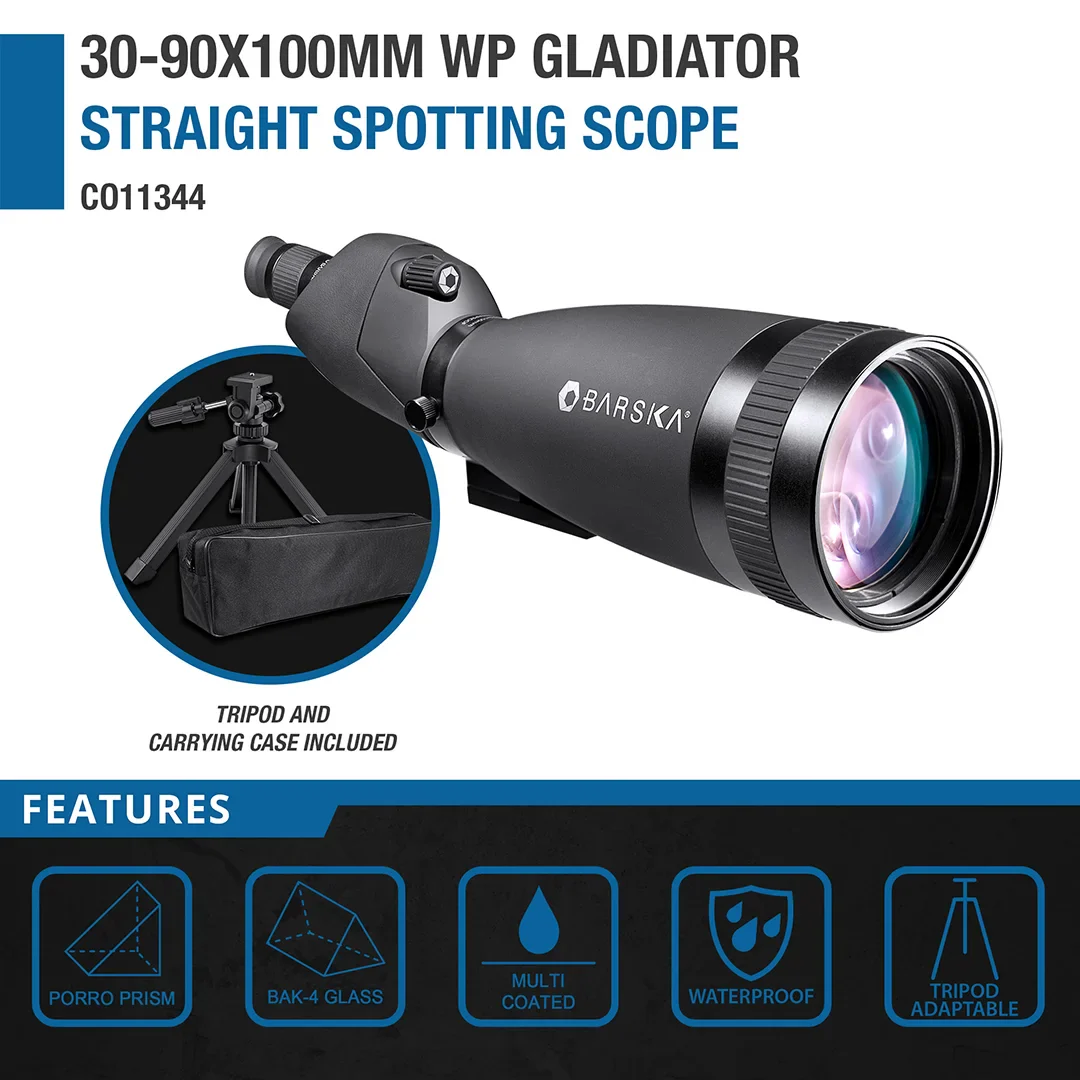 30-90x100mm Gladiator Waterproof Straight Spotting Scope | AD11344 - Image 4