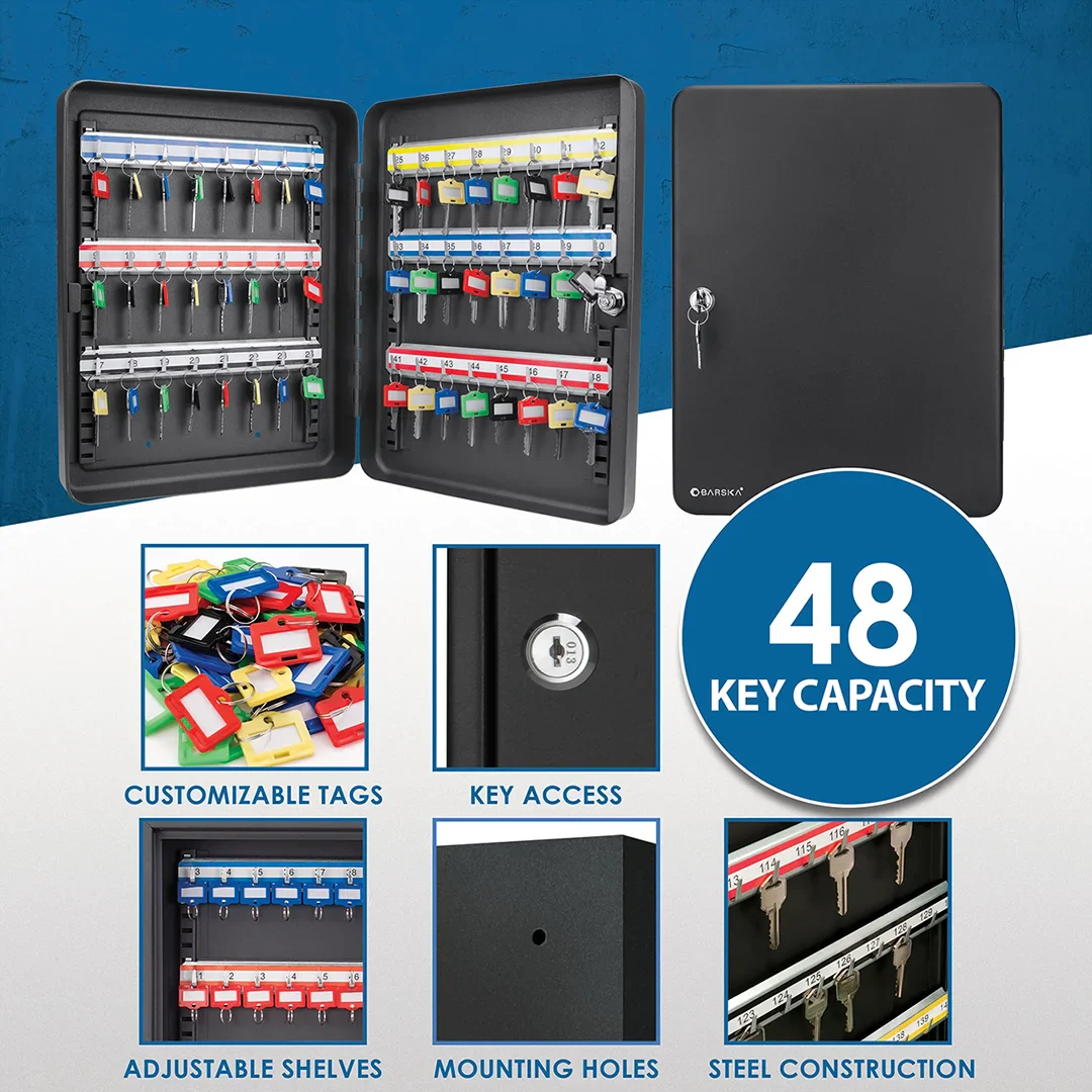 48 Capacity Adjustable Key Cabinet with Key Lock | CB12484 - Image 10