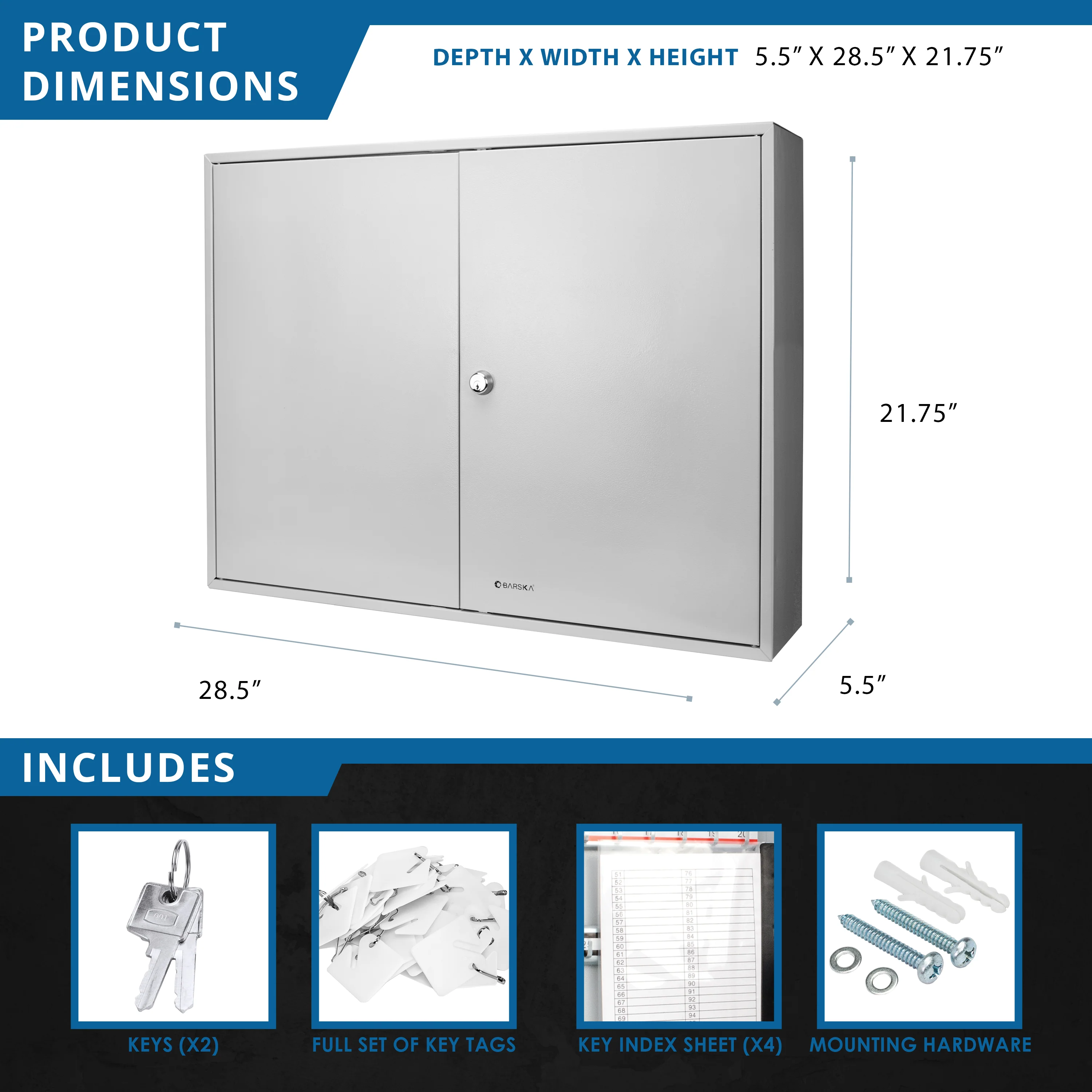 480 Capacity Fixed Position Key Cabinet with Key Lock, White Tags | CB13240 - Image 7