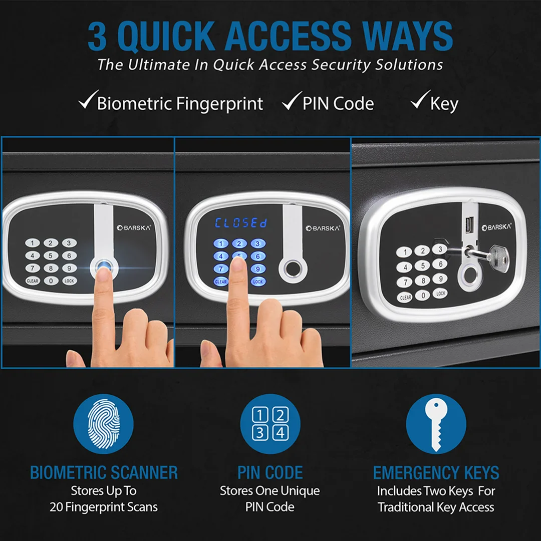 0.85 Cu. ft Biometric Digital Keypad Security Safe with Interior Light | AX13632 - Image 7