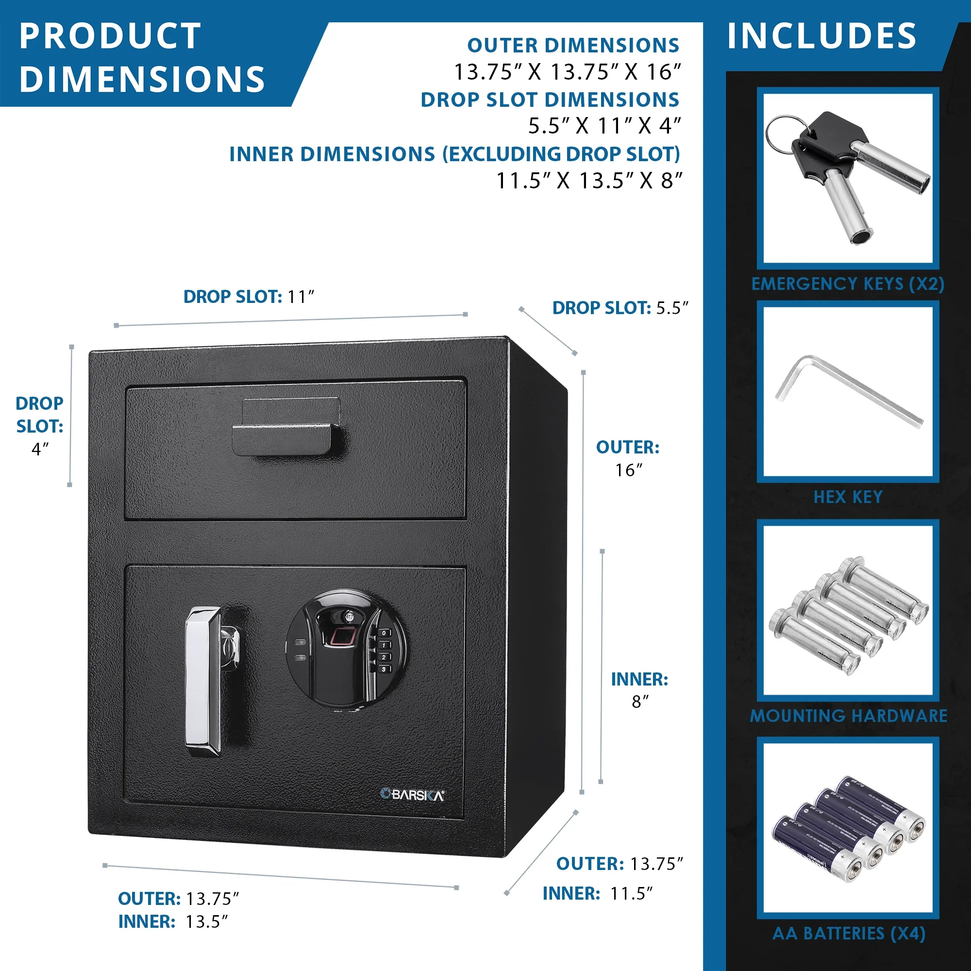 0.72 Cu. ft Biometric Keypad Depository Safe | AX13108 - Image 8
