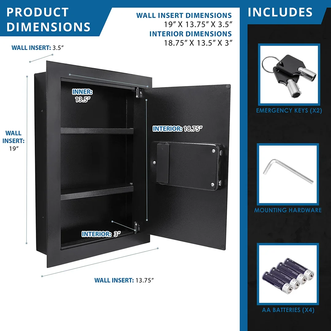 0.52 Cu. ft Black Biometric Wall Safe, Right Opening AX12038 | Left Opening AX13034 - Image 9