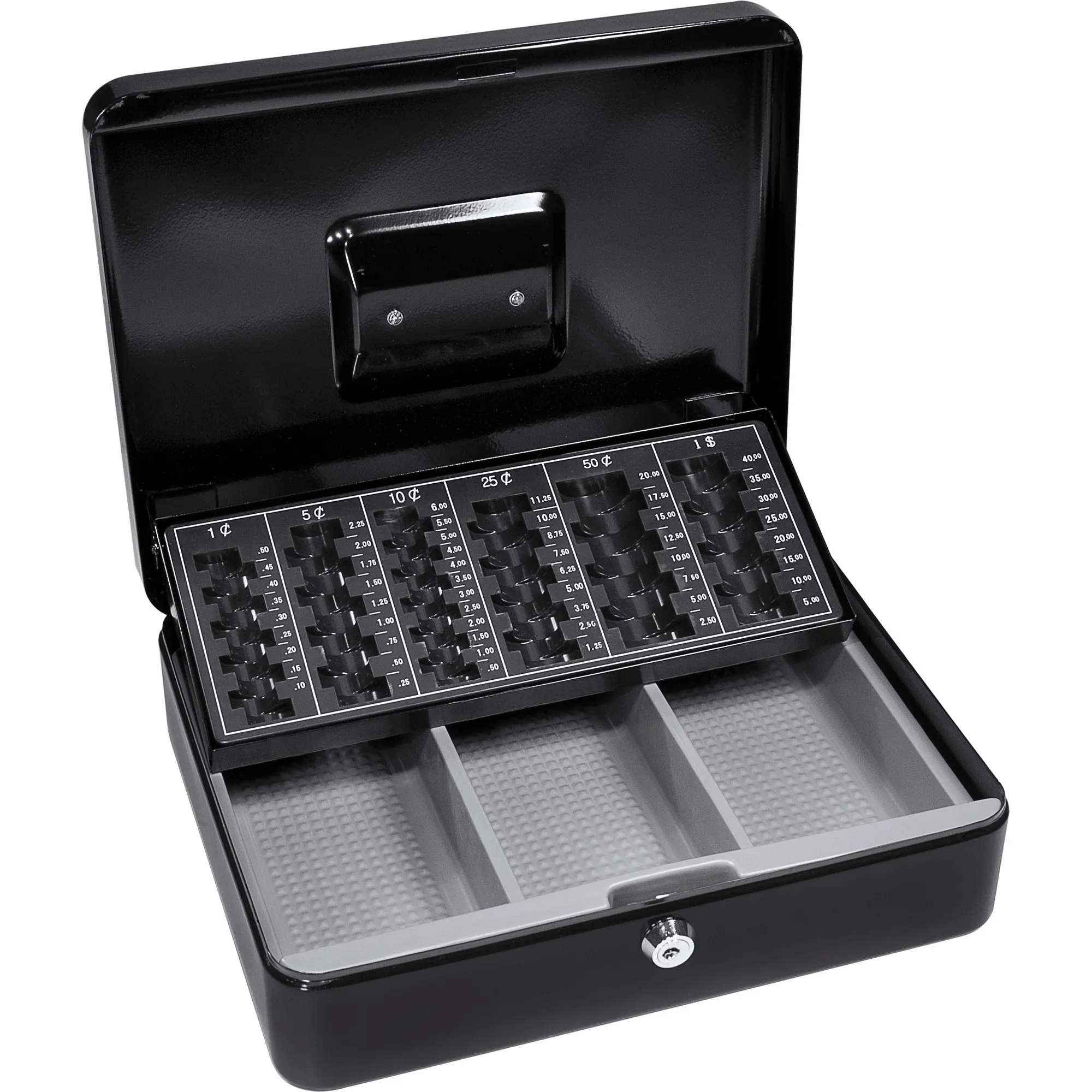 Cash Box with Three Compartments and Coin Tray with Key Lock | CB11790 - Image 3