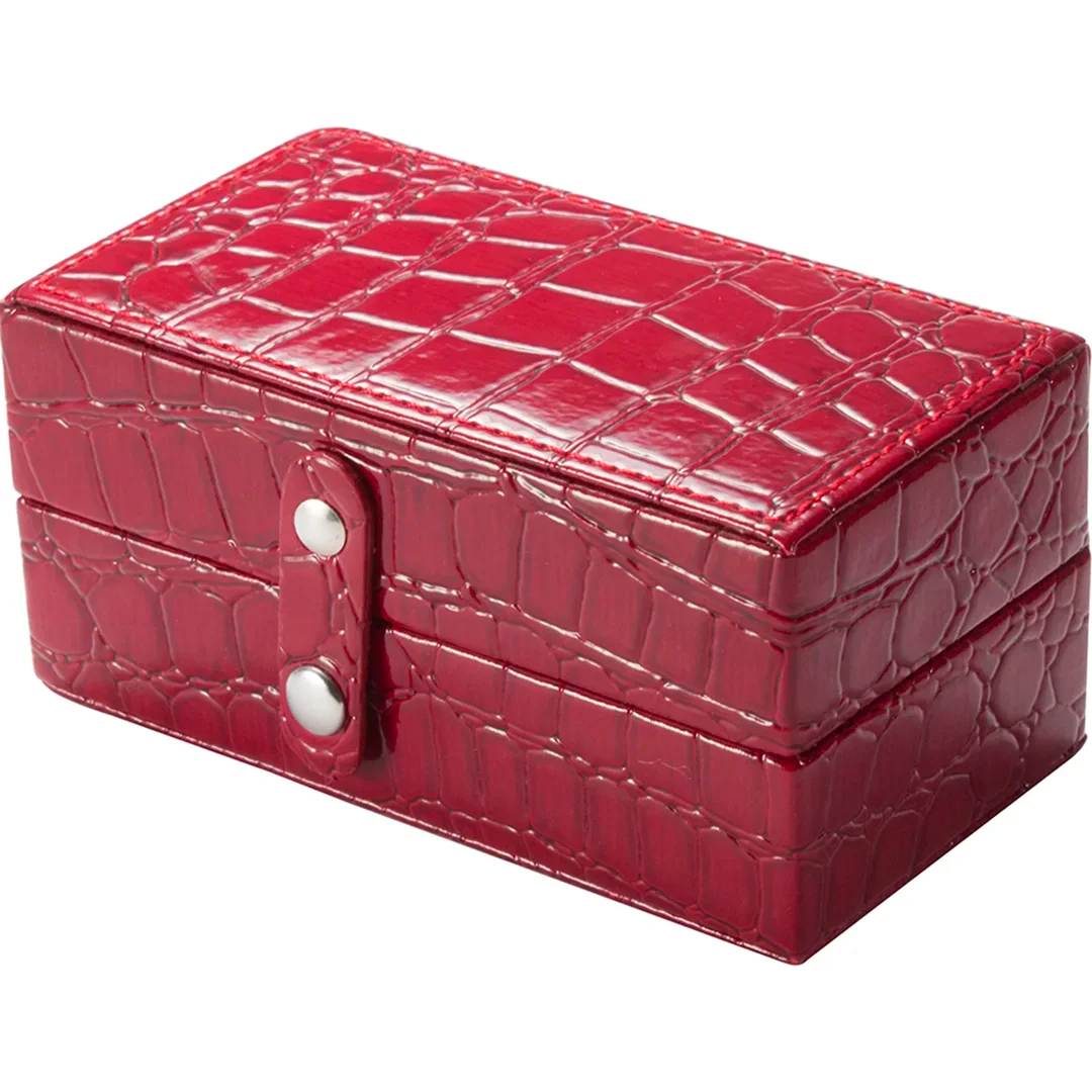 Cheri Bliss Portable Vegan Leather Croc Embossed Red Jewelry Box with Drawer, Key Lock, and Carry Handle | BF11976 - Image 4