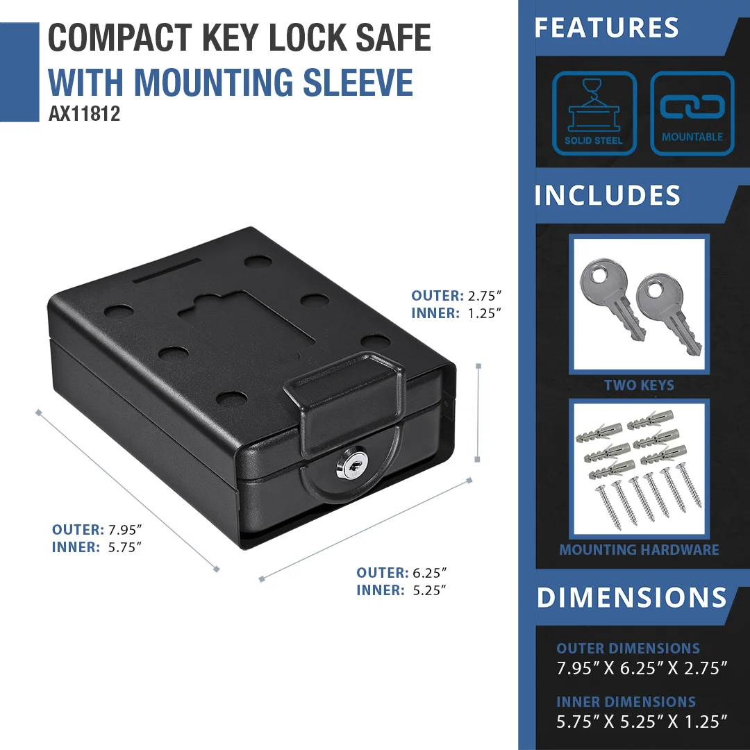Compact Key Lock Safe with Mounting Sleeve | AX11812 - Image 7