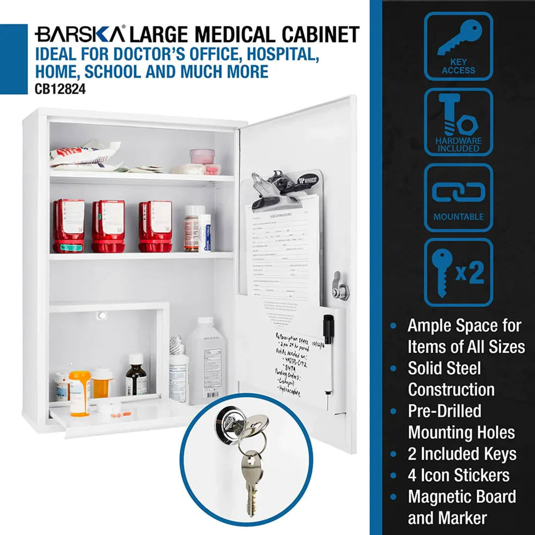 Large Medical Cabinet with Magnetic Dry Erase Pad and Marker | CB12824 - Image 8