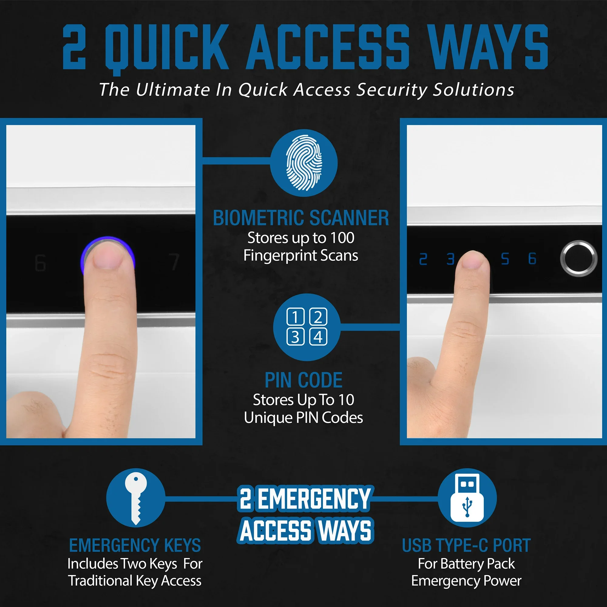 Diamond 0.92 Cu. ft Touchscreen Biometric Keypad Security Safe | AX13938 - Image 7