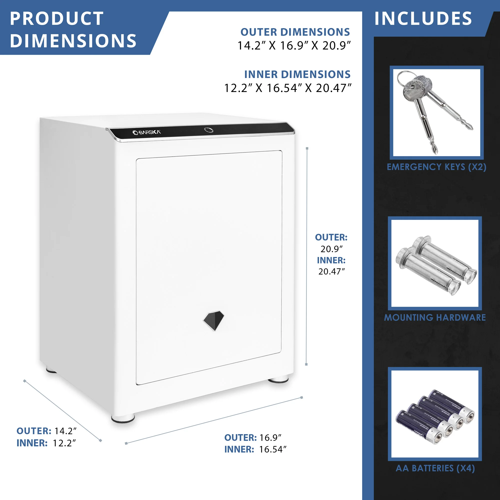 Diamond 2.4 Cu. ft Touchscreen Biometric Keypad Security Safe | AX13940 - Image 8