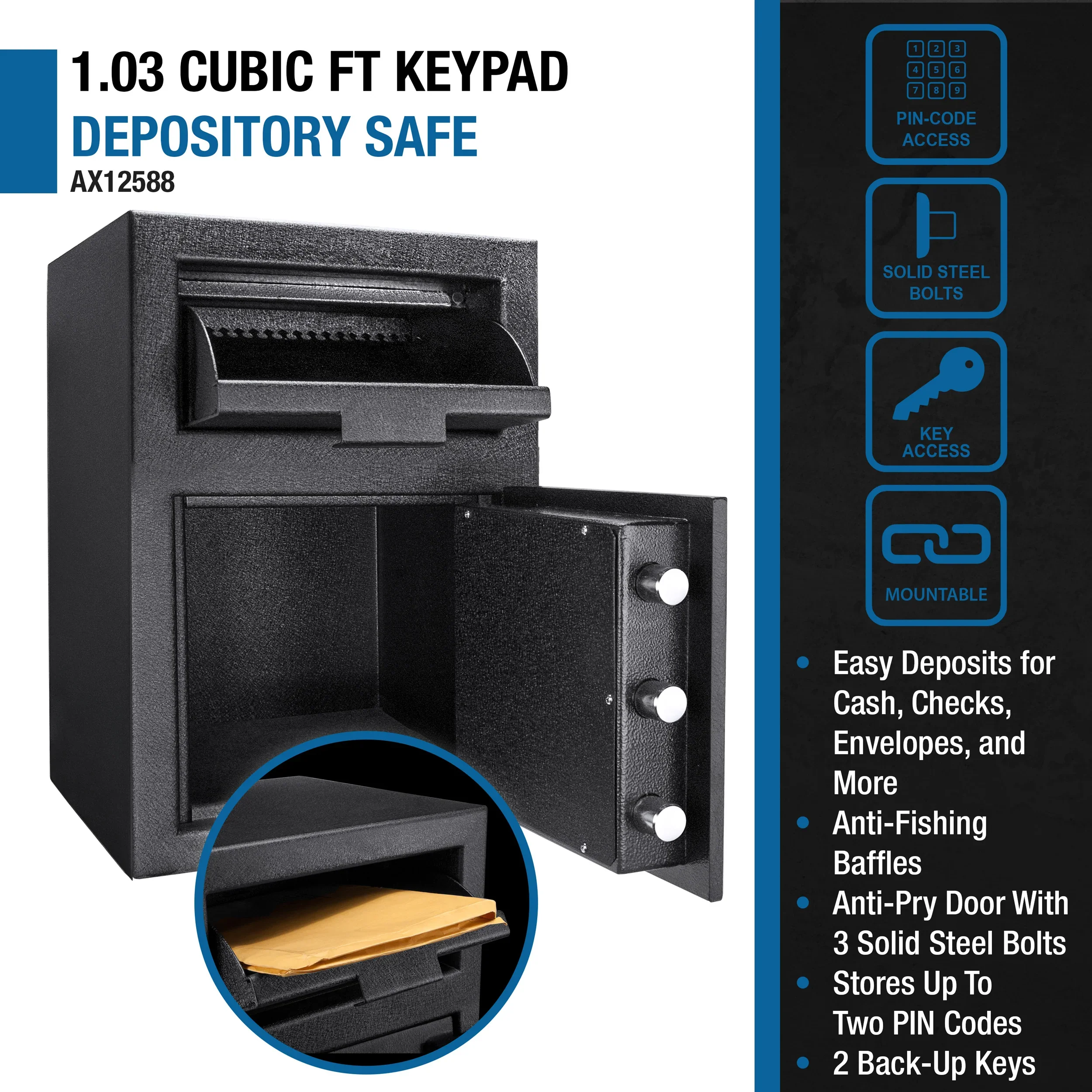 DX200 1.03 Cu. ft Keypad Depository Safe | AX12588 - Image 8