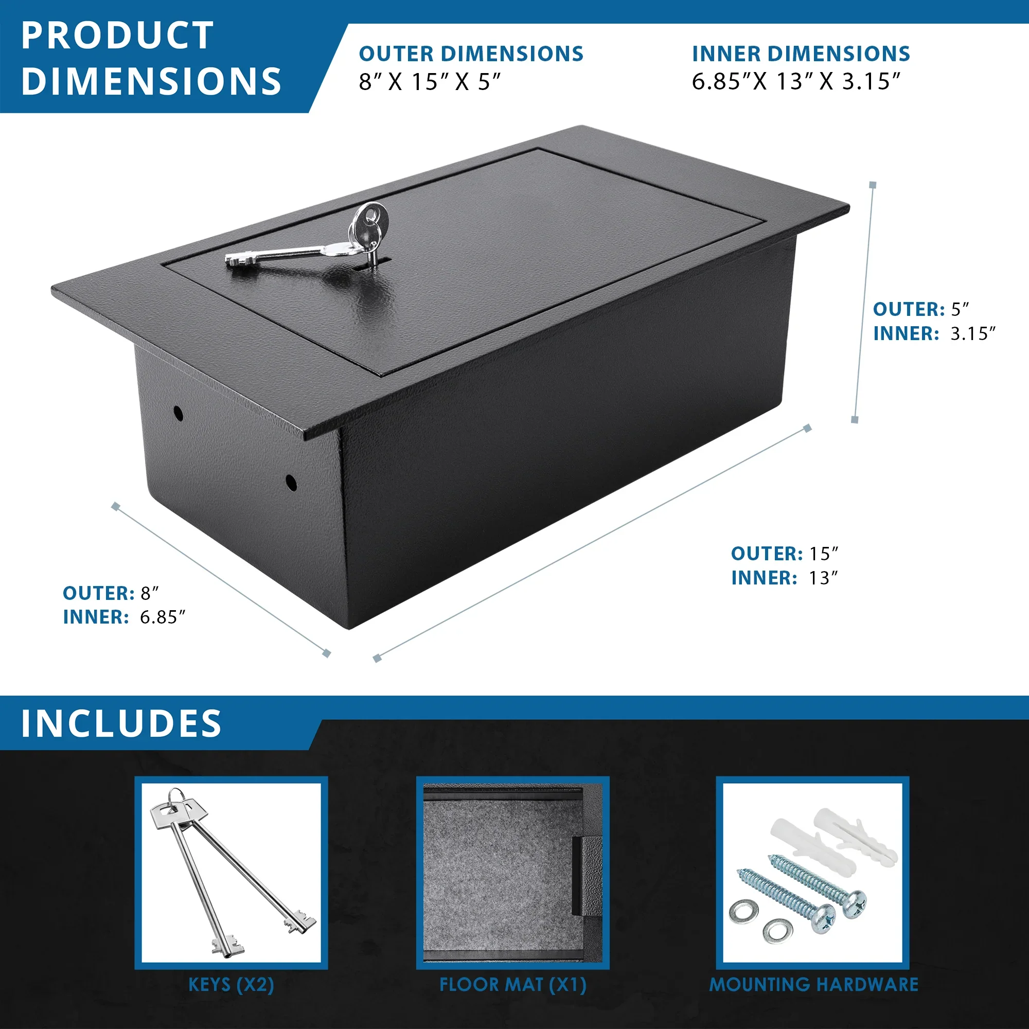 0.22 Cu. ft Floor Safe with Key Lock | AX12656 - Image 9