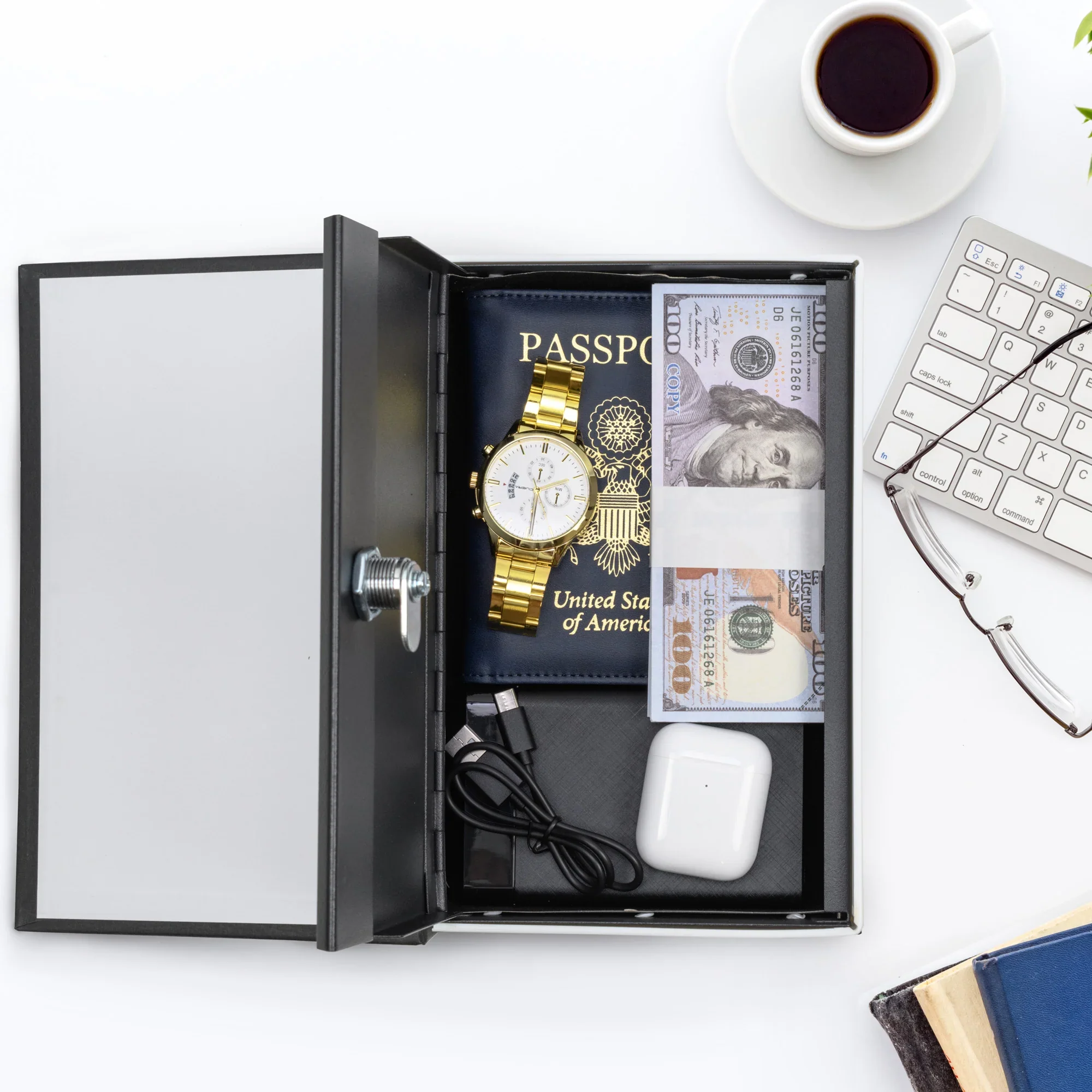 Dictionary Book Lock Box with Key Lock, Black | AX11680 - Image 2