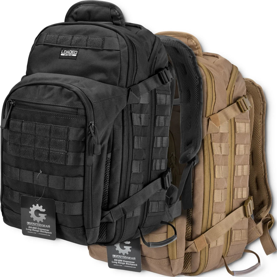 Loaded Gear GX-600 Crossover Tactical Backpacks | Black, Dark Earth | BI12598, BI12600