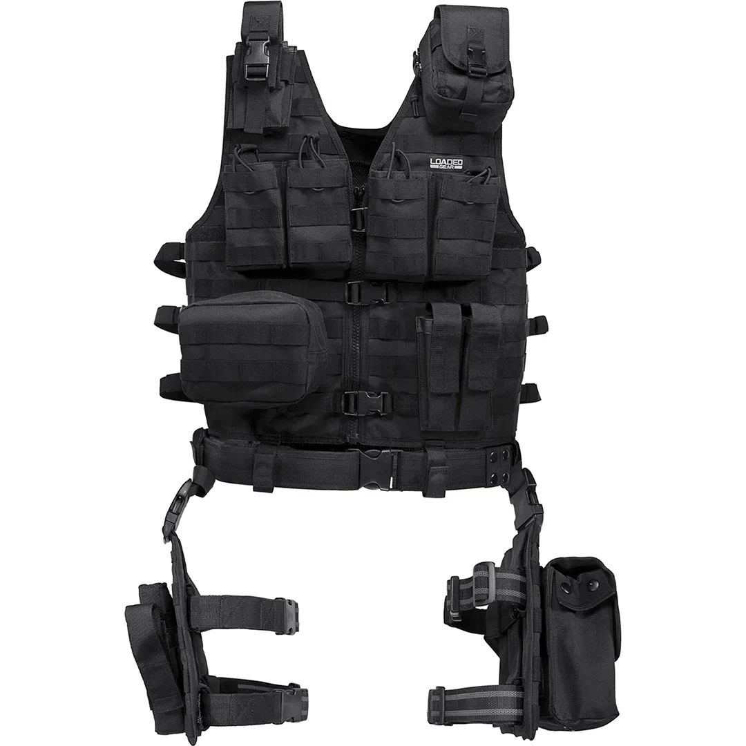 Loaded Gear VX-100 Tactical Vest and Leg Platforms | Black, OD Green, Dark Earth | BI12016, BI12330, BI12344 - Image 4