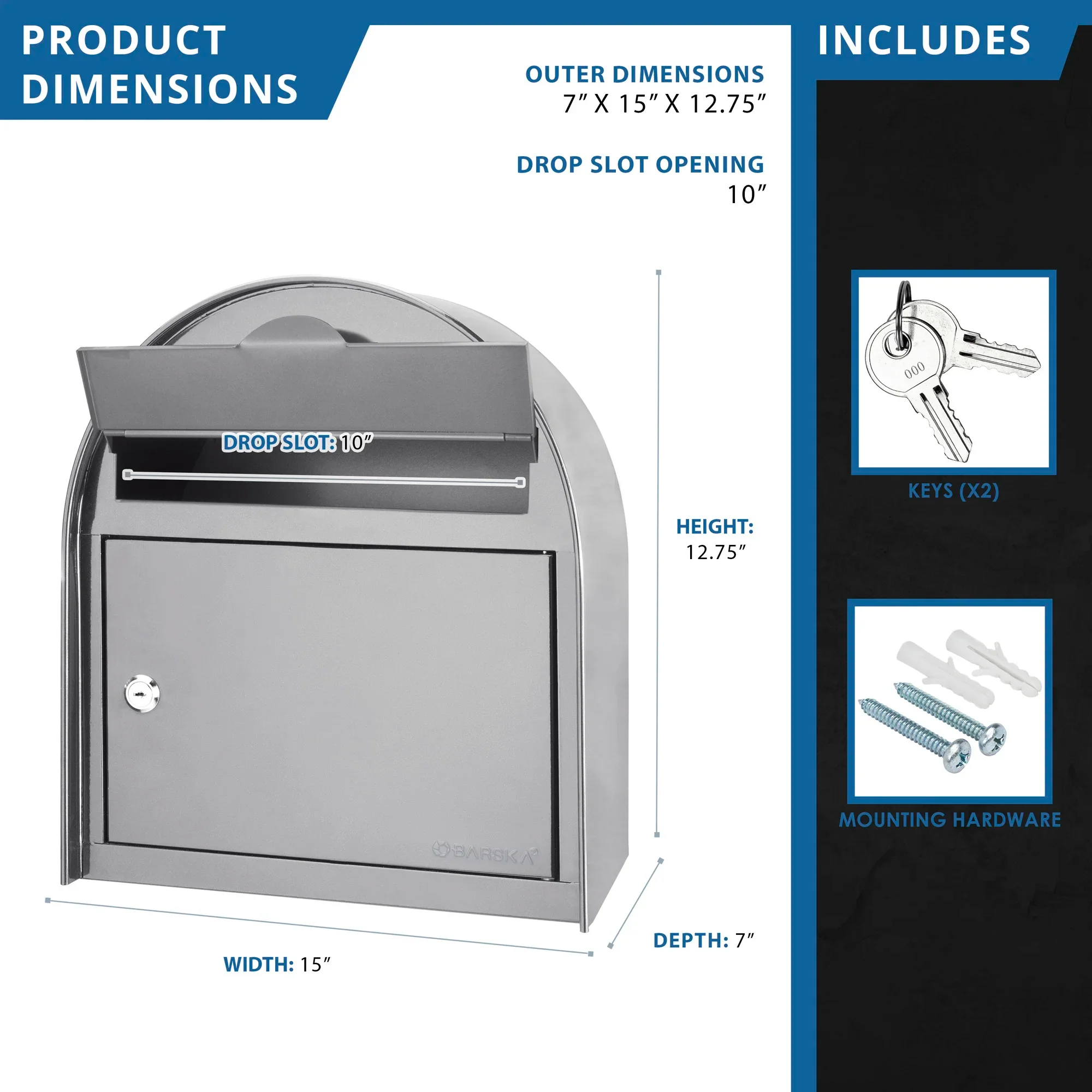 Large Locking Wall Mount Mailbox | CB13254 - Image 7