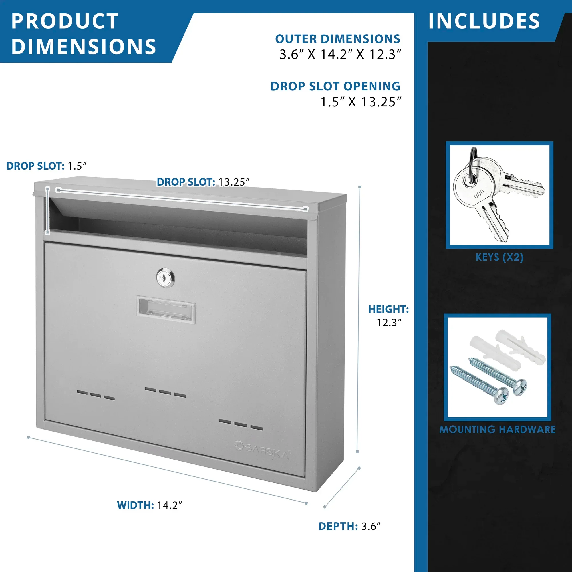 Medium Locking Wall Mount Mailbox | CB13252 - Image 9