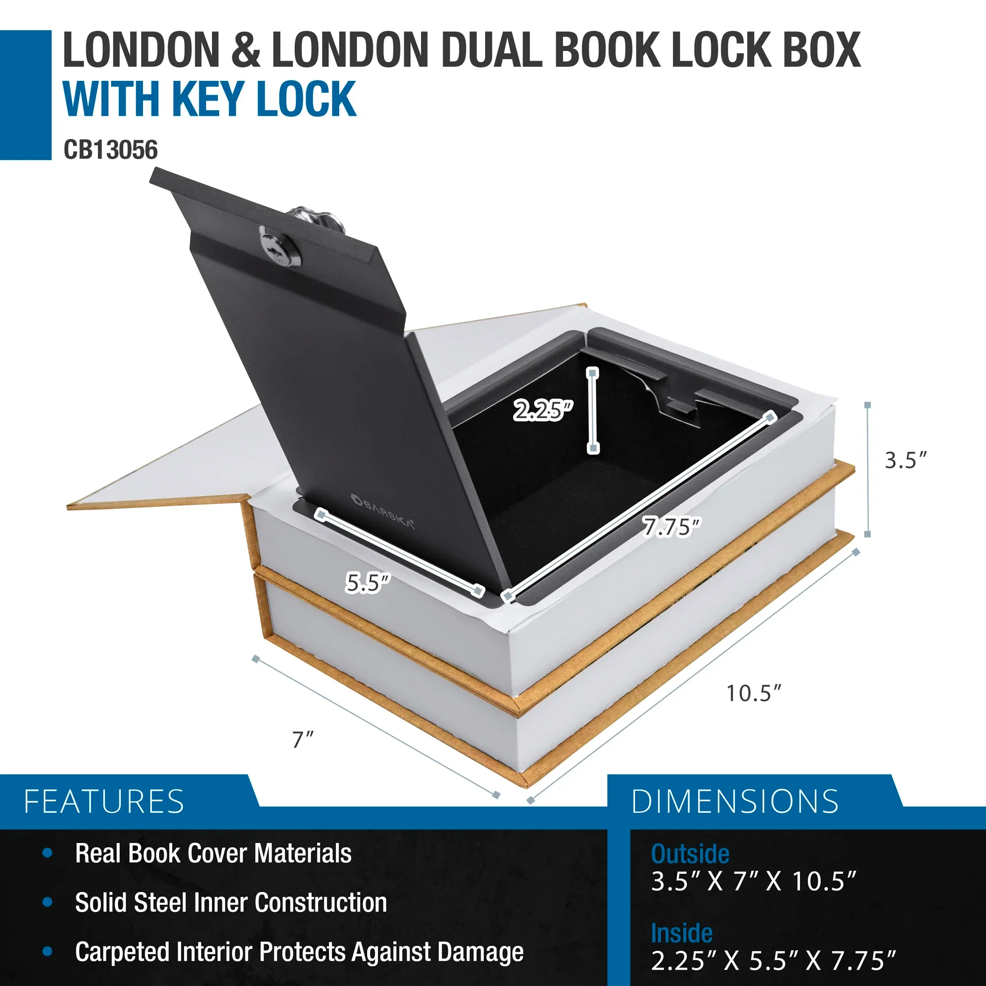 Paris & London Series Dual Book Lock Boxes with Key Lock | CB12470, CB13056, CB13058 - Image 18