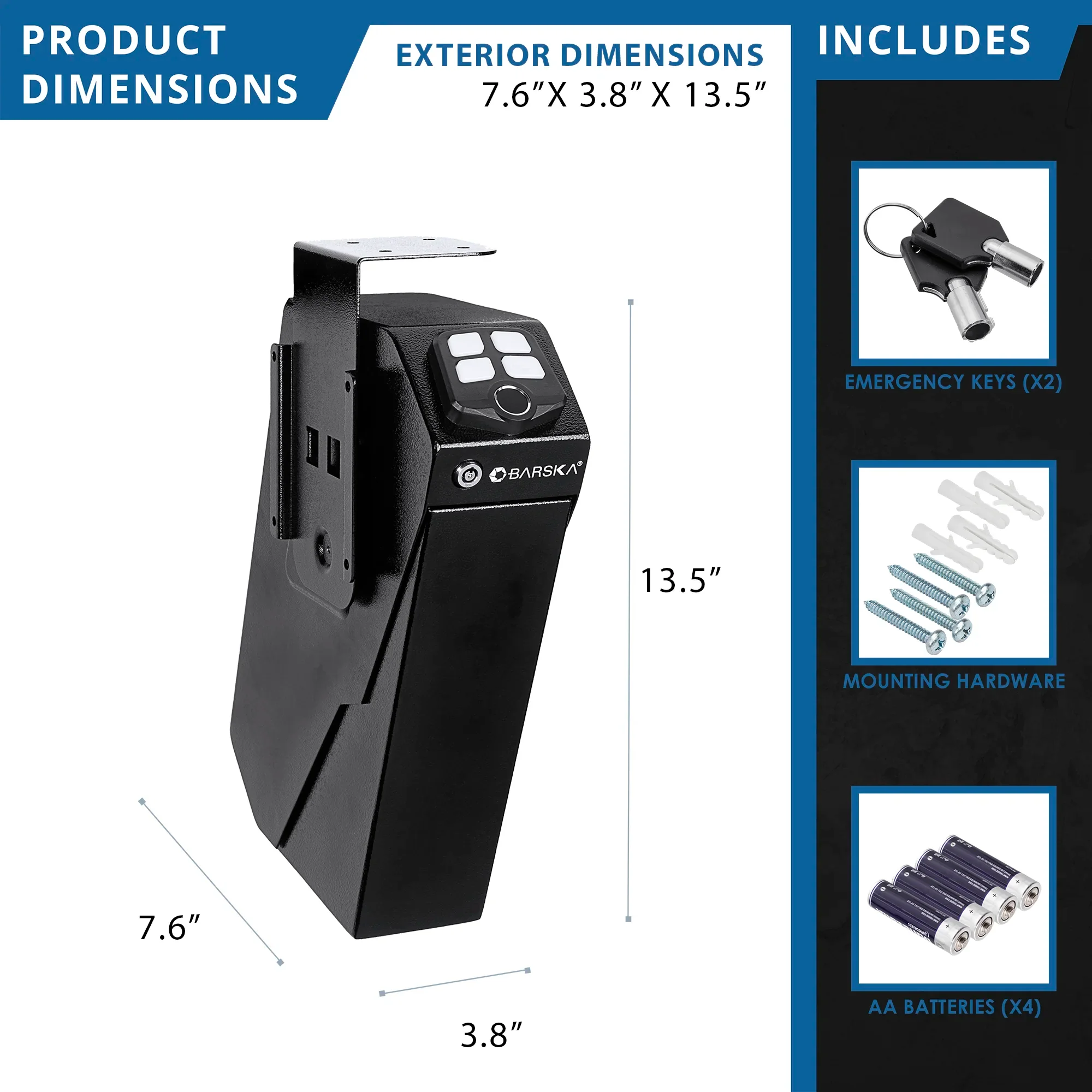 Quick Access Biometric Keypad Handgun Desk Safe | AX13092 - Image 7