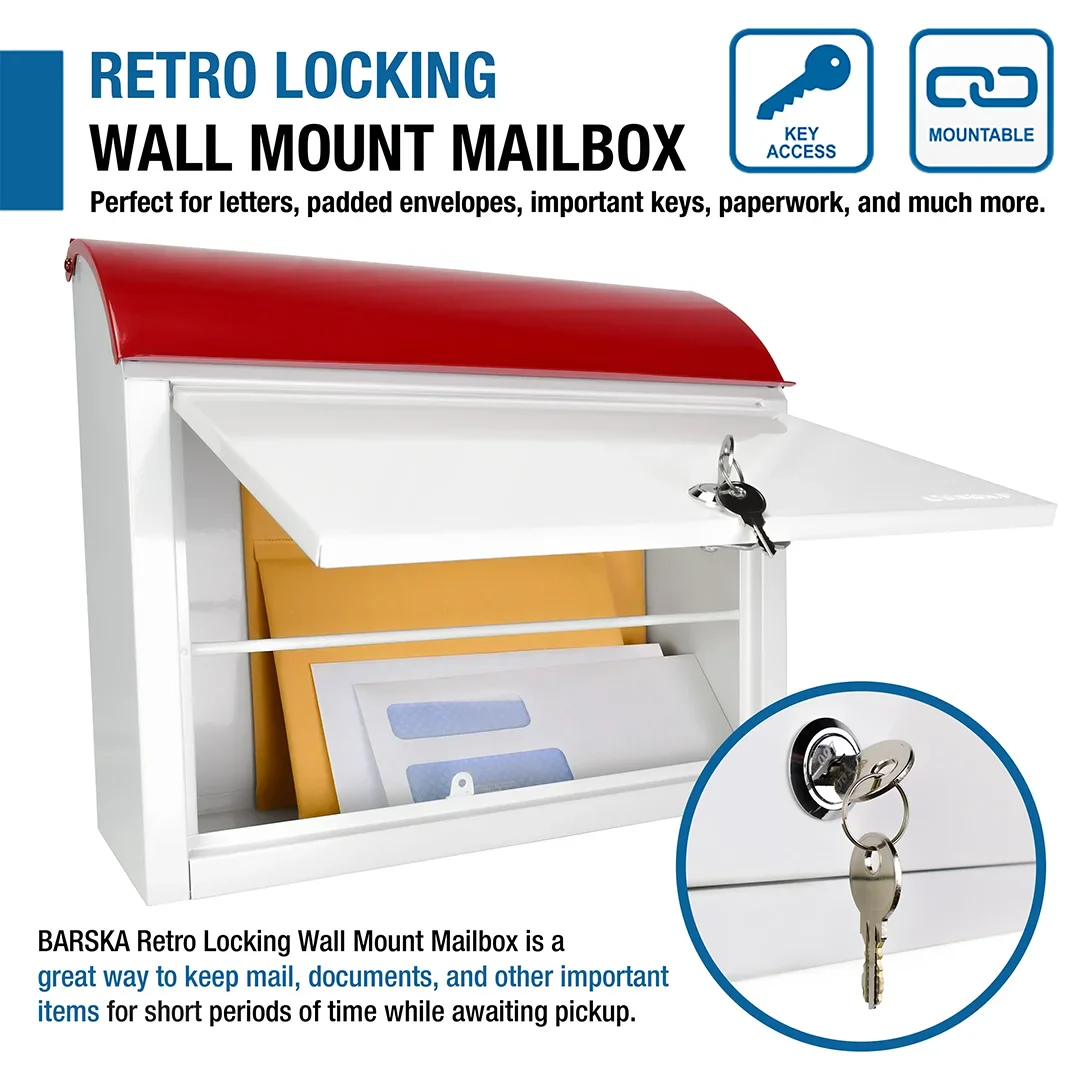 Retro Locking Wall Mount Mailbox | CB13700 - Image 9