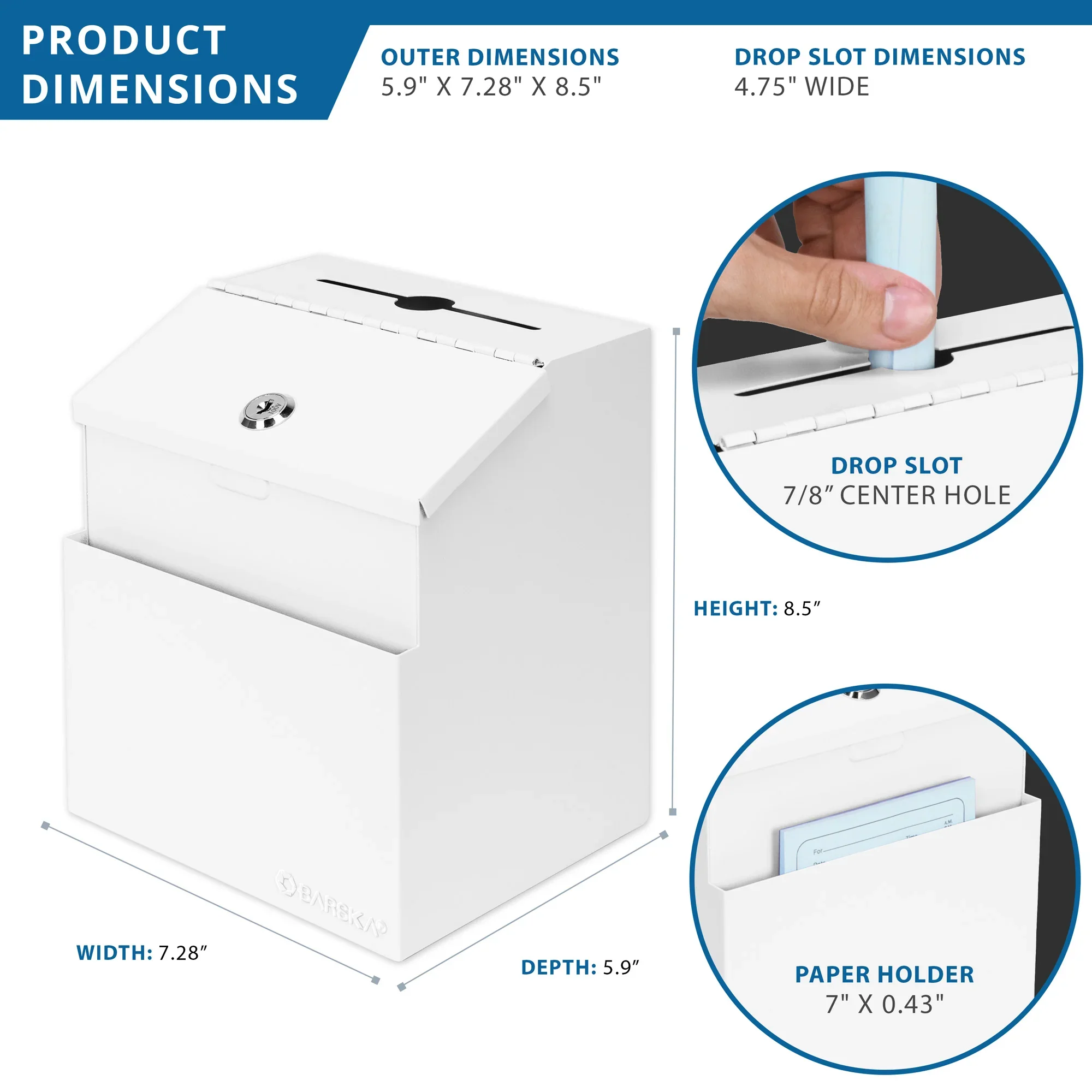 Suggestion & Ballot Drop Box with Paper Holder & Key Lock | CB14102 - Image 7