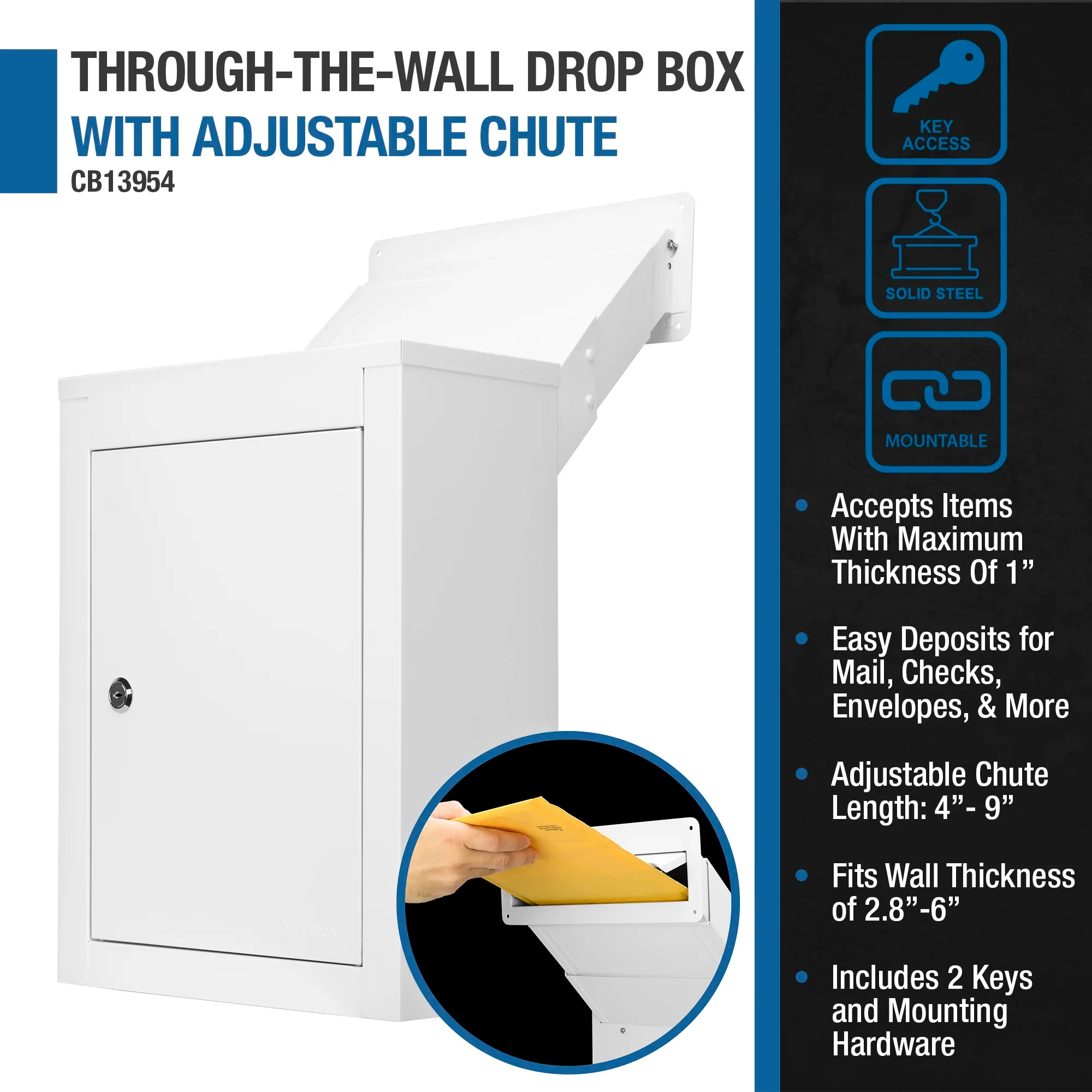 Through-The-Wall Drop Box with Adjustable Chute | CB13954 - Image 10