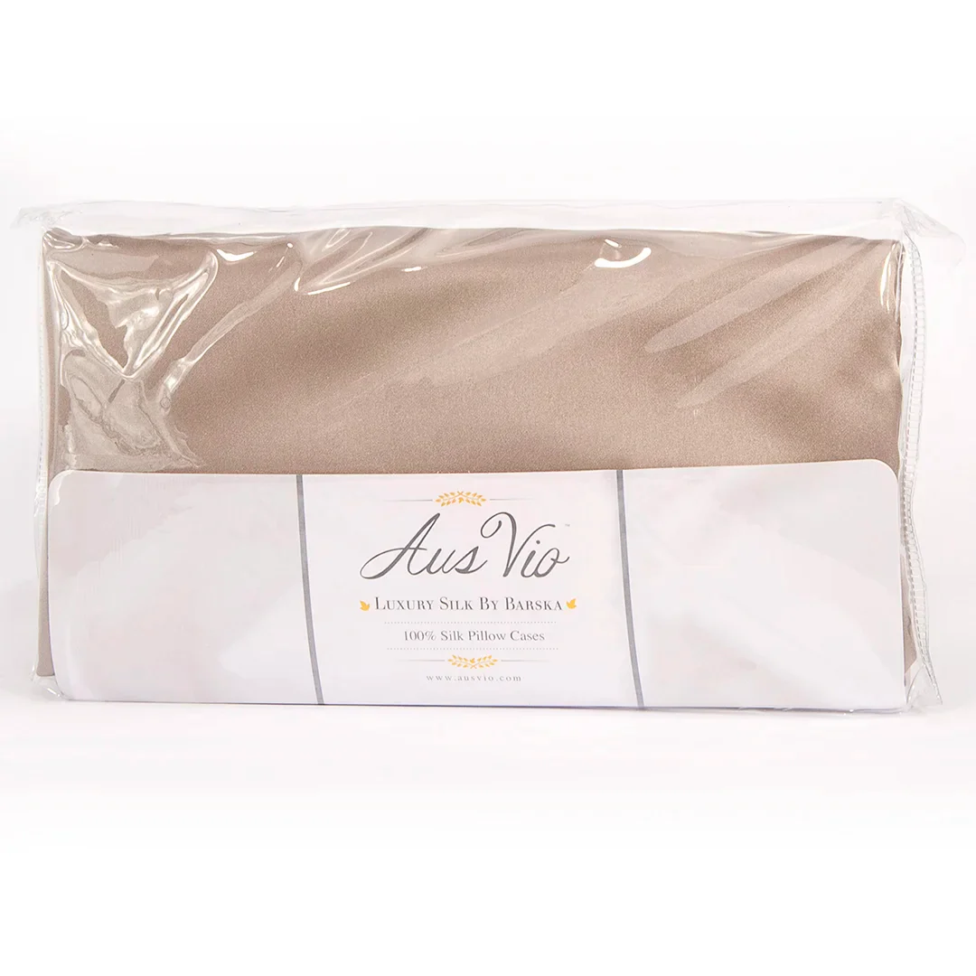 Aus Vio 100% Natural Charmeuse Silk Satin Luxurious Pillowcase, Queen, Pebble Color | BM12078 - Image 5